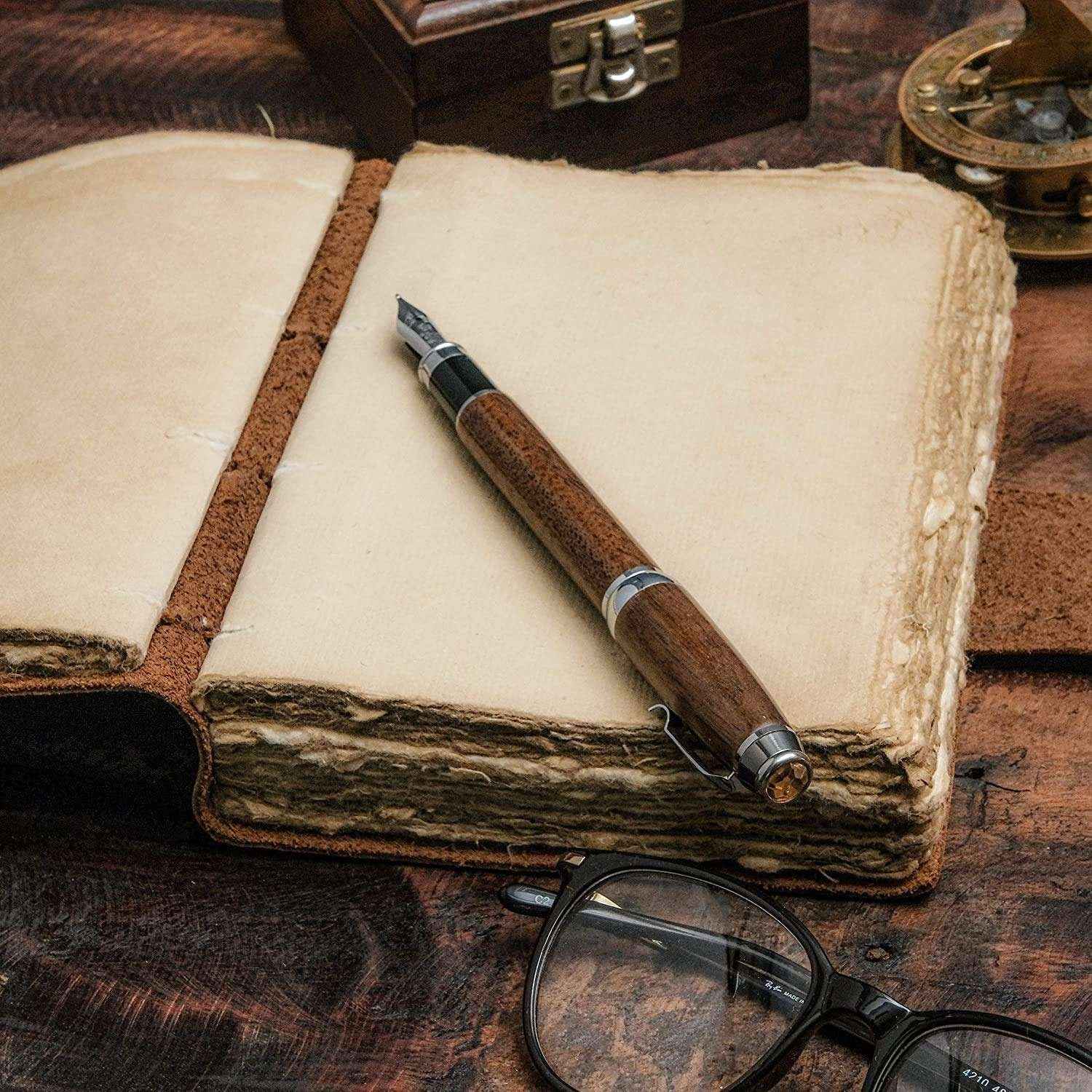 Genuine Leather Diary-Vintage Handmade Leather Journal-Premium Antique LOCK Closure-200 Handmade Deckle Edge Antique Pages -3