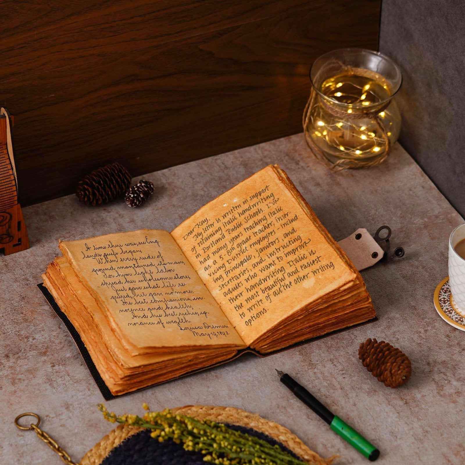 Vintage Handmade Genuine Leather Journal-Premium Antique Lock Closure-200 Handmade Brown Pages -2