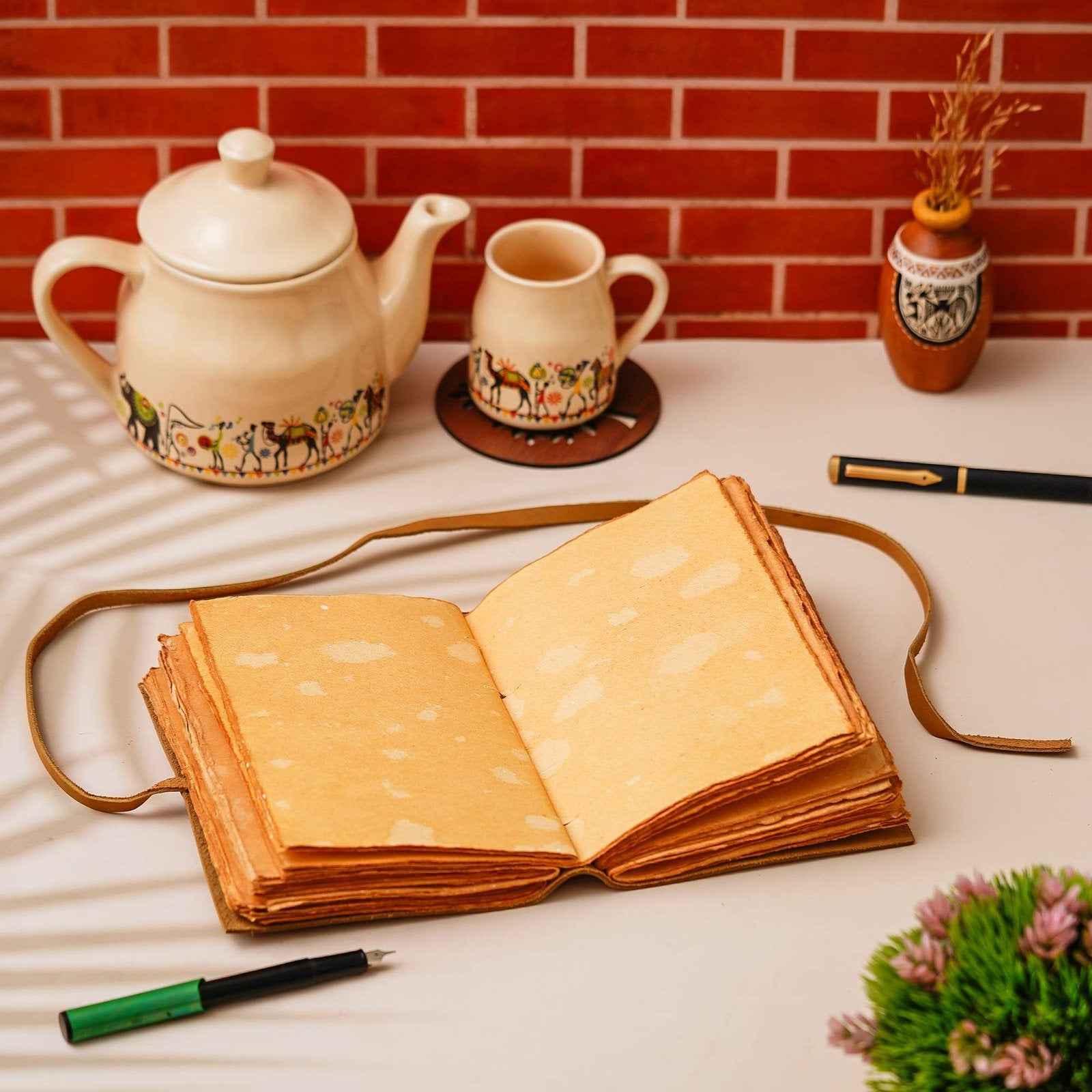 Handmade Printed Cardboard Journal Diary with Buckle Lock-200 Pages Notepad For Men and Women -15