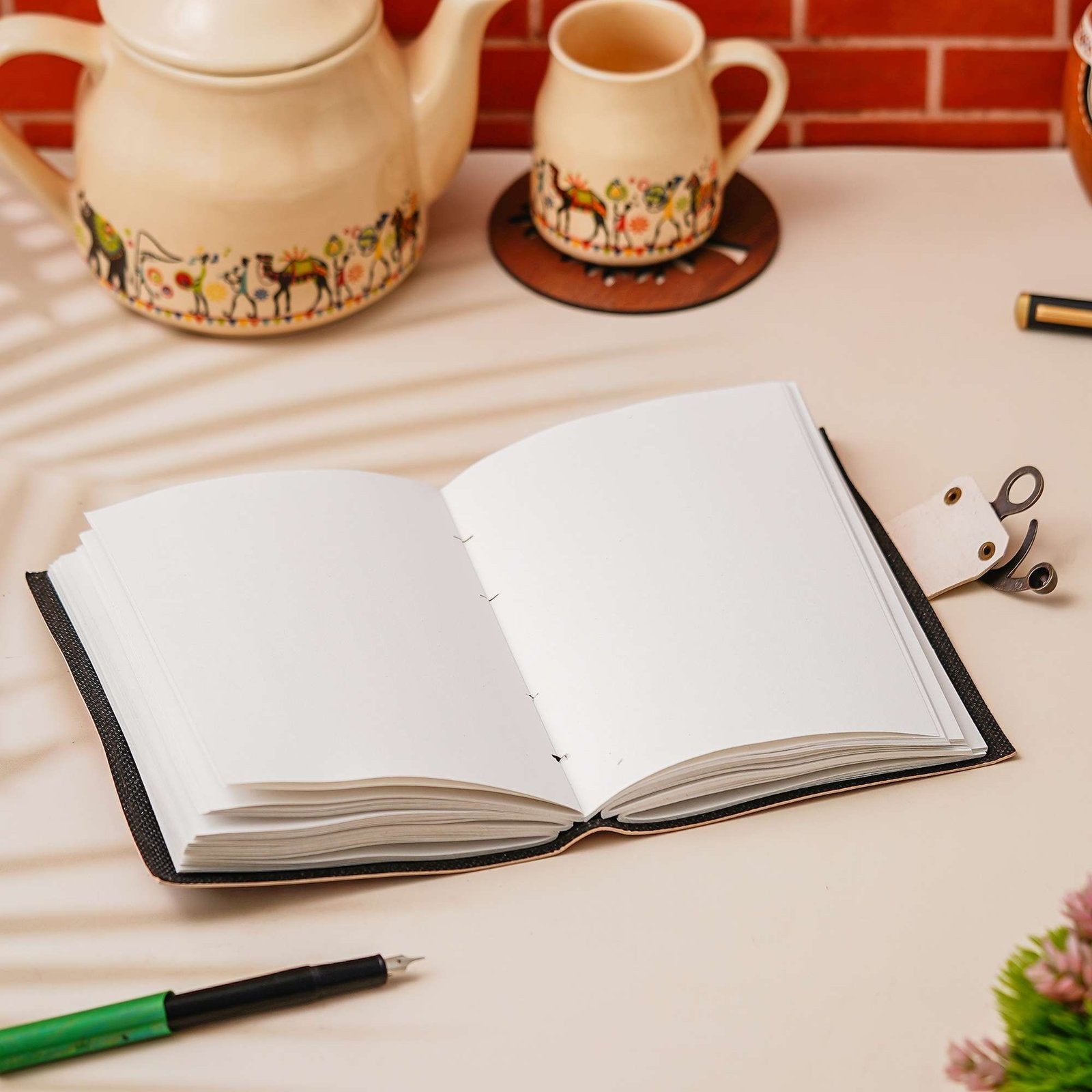 Vintage Handmade Genuine Leather Journal-Premium Antique Lock Closure-200 Handmade White Pages -37 - Navkar Handicrafts