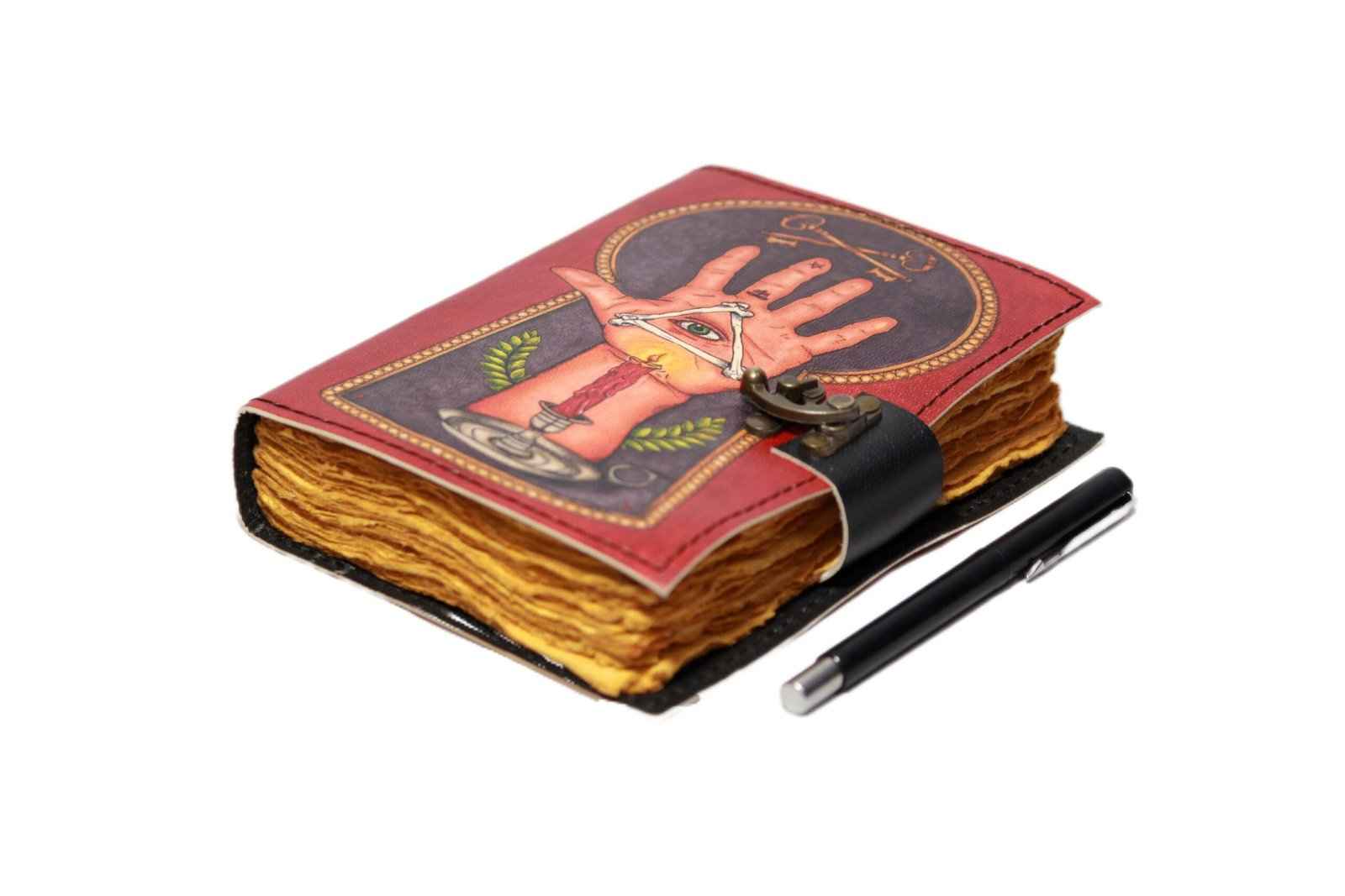 Genuine Leather Diary-Vintage Handmade Leather Journal-Premium Antique LOCK Closure-200 Handmade Deckle Edge Antique Pages -13