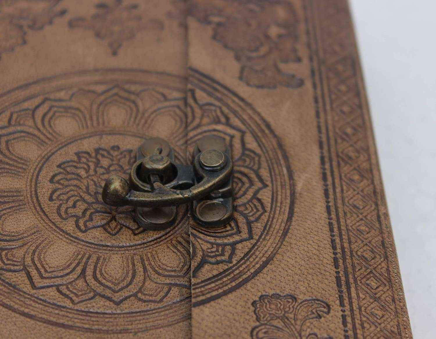 Leather Journal Diary with metal lock vintage Journal handmade 200 pages white unruled|travel Diary|personal journal -20