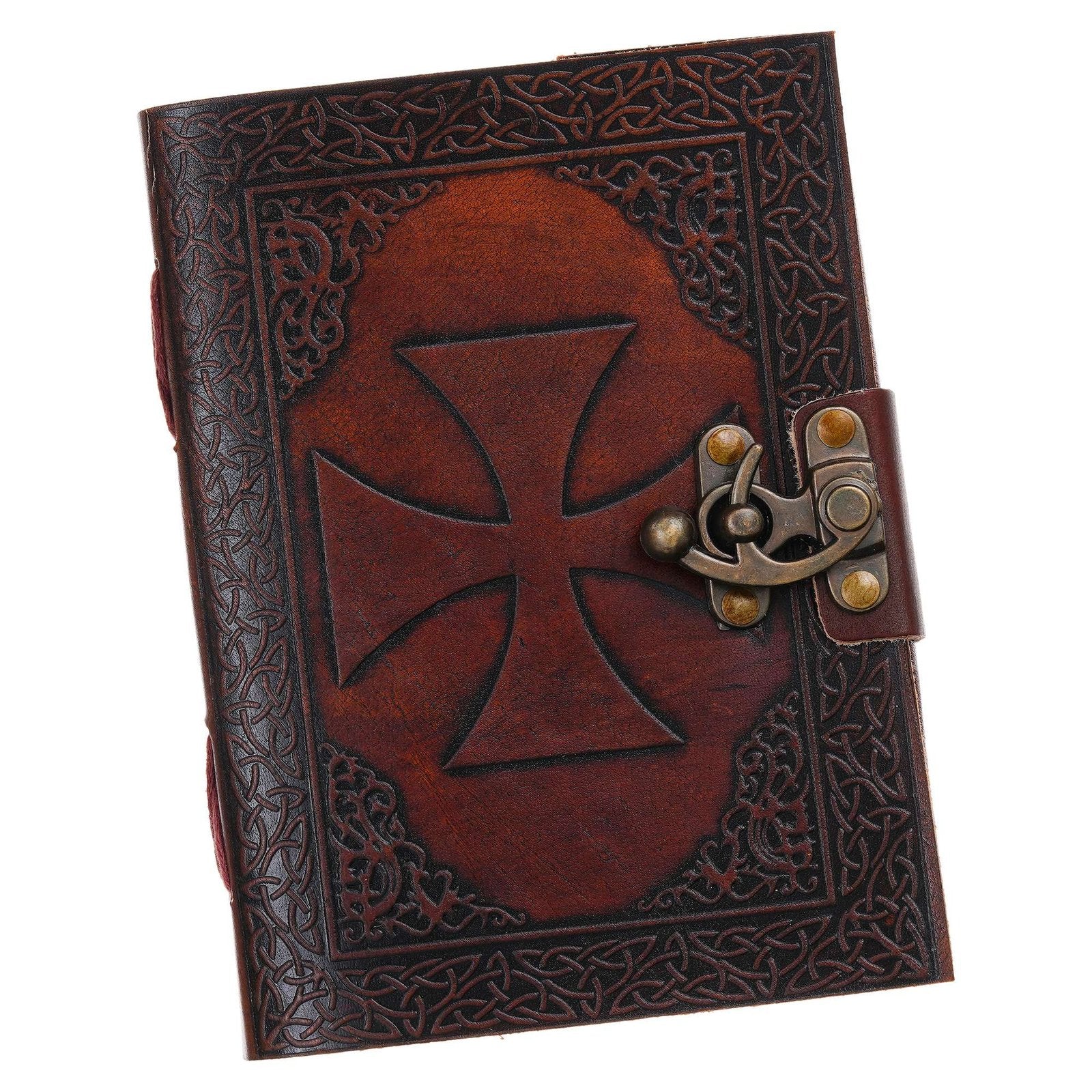 Vintage Handmade Genuine Leather Journal-Premium Antique Lock Closure-200 Handmade White Pages -10 - Navkar Handicrafts