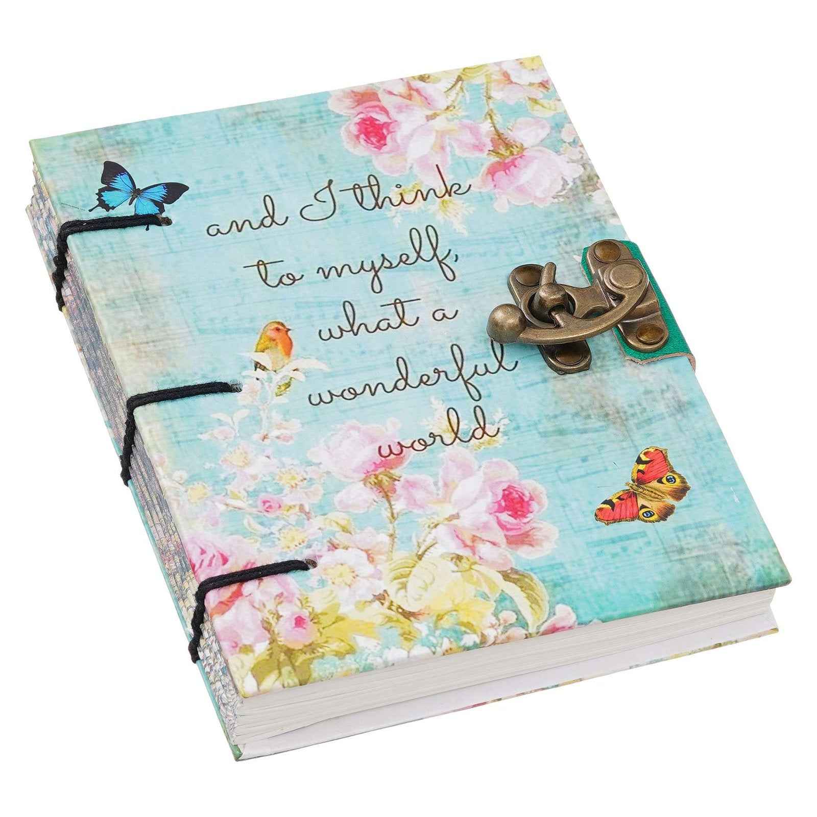 Handmade Printed Cardboard Journal Diary with Buckle Lock-200 Pages Notepad For Men and Women -4
