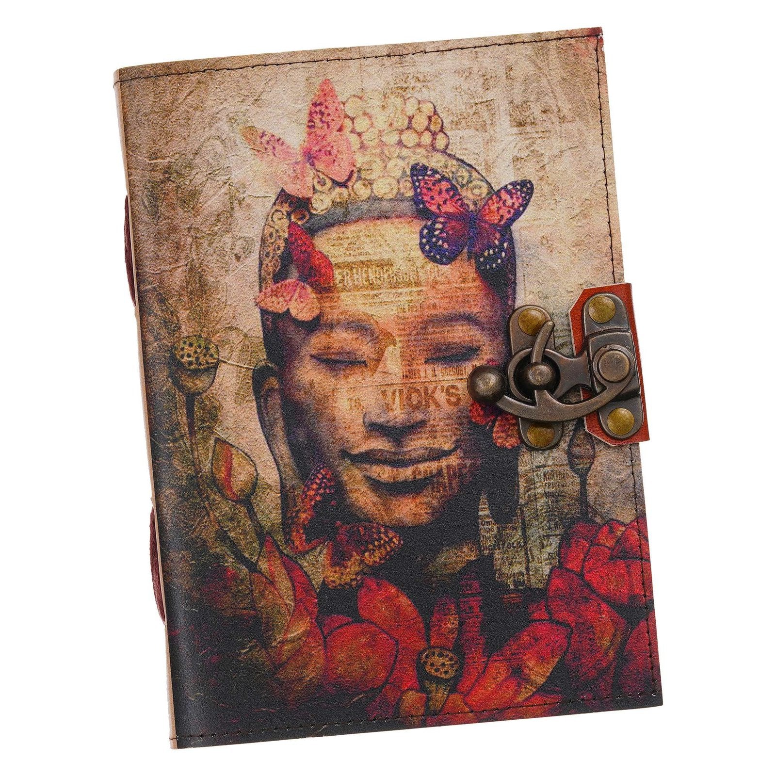 Vintage Handmade Genuine Leather Journal-Premium Antique Lock Closure-200 Handmade White Pages -24 - Navkar Handicrafts