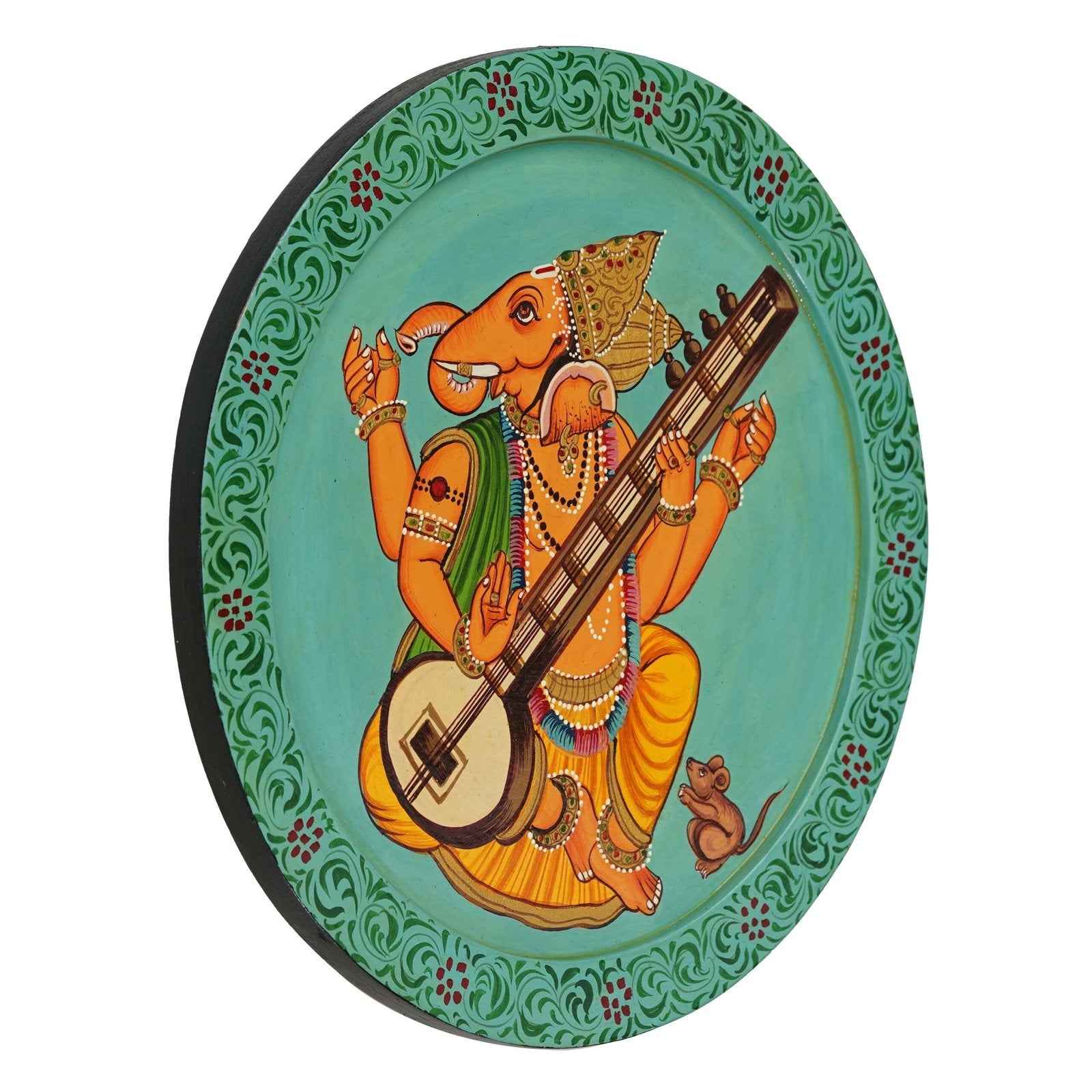Ethnic Cow Wall Plate-Handmade Wooden Art in Pichwai Style (12x12 Inches)