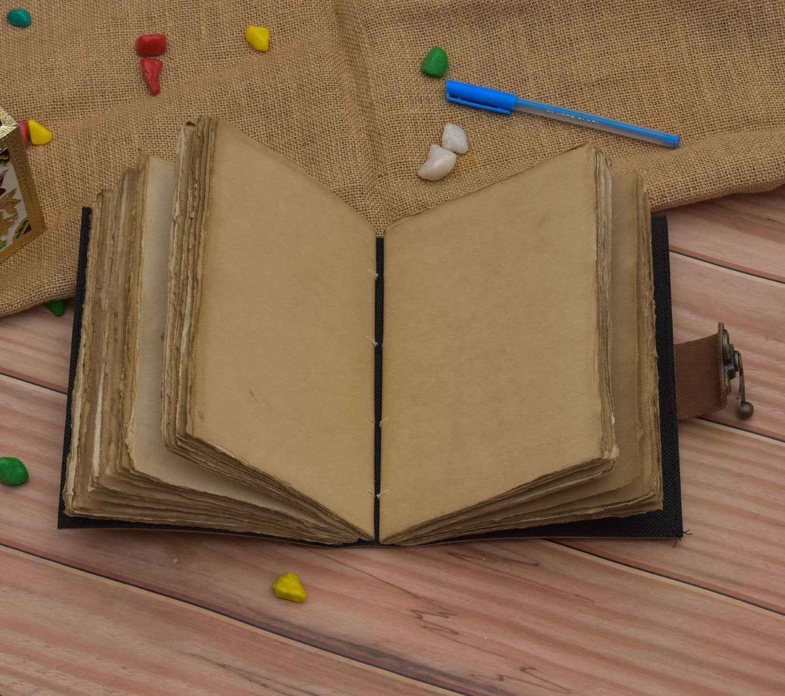 Genuine Leather Diary-Vintage Handmade Leather Journal-Premium Antique LOCK Closure-200 Handmade Deckle Edge Antique Pages -23