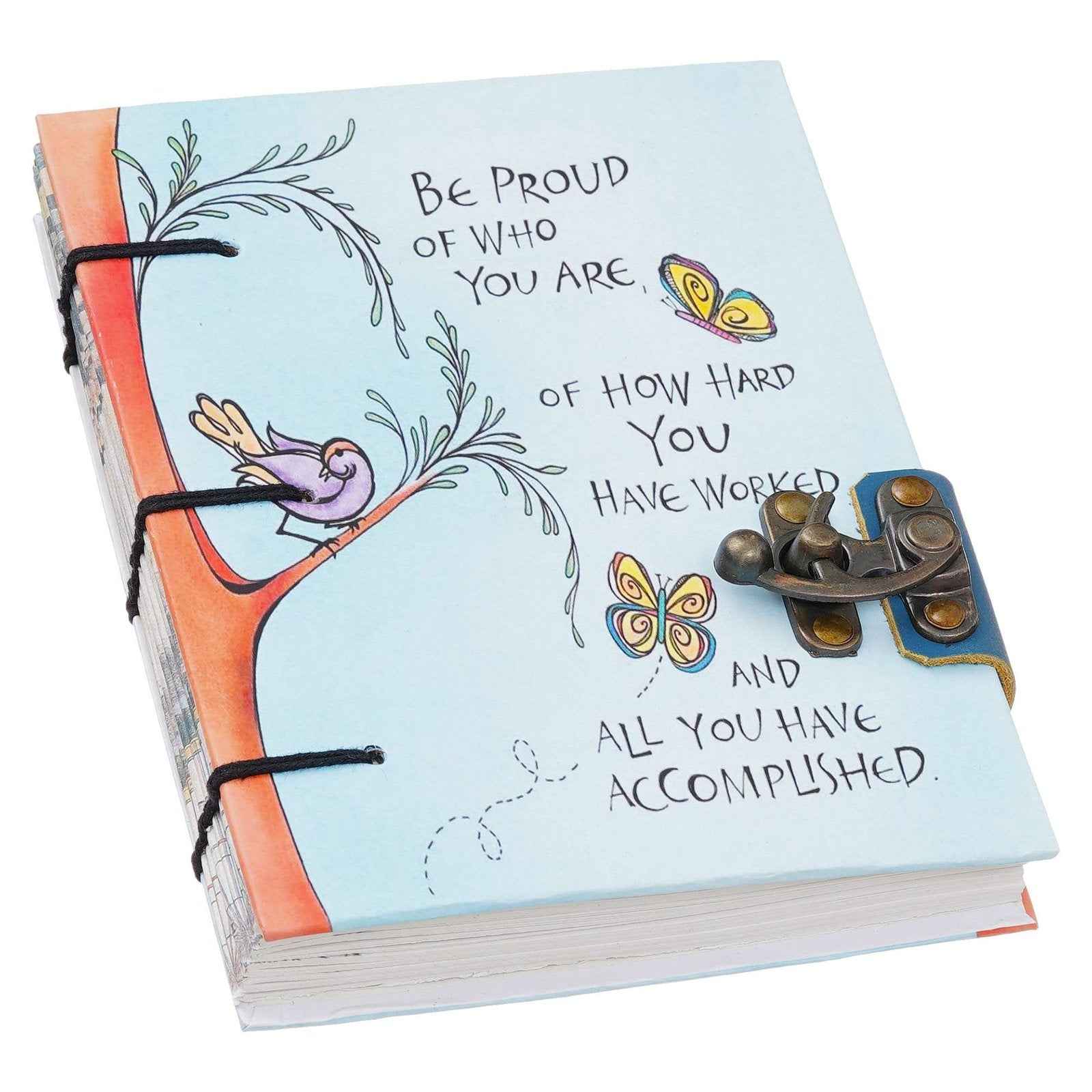 Handmade Printed Cardboard Journal Diary with Buckle Lock-200 Pages Notepad For Men and Women -11