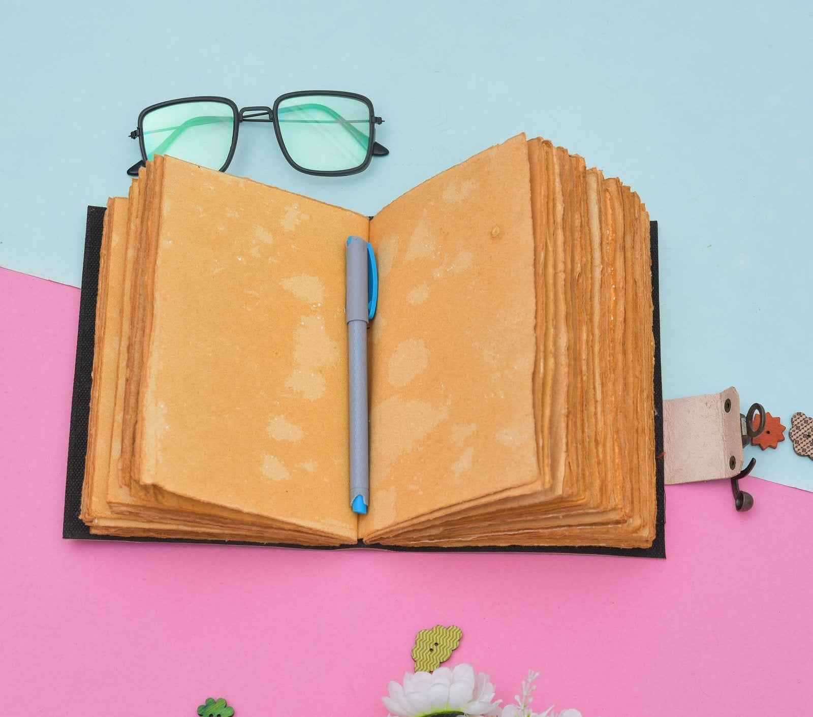 Genuine Leather Diary-Vintage Handmade Leather Journal-Premium Antique LOCK Closure-200 Handmade Deckle Edge Antique Pages -18