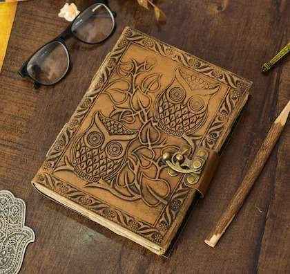 Genuine Leather Diary-Vintage Handmade Leather Journal-Premium Antique LOCK Closure-200 Handmade Deckle Edge Antique Pages -2