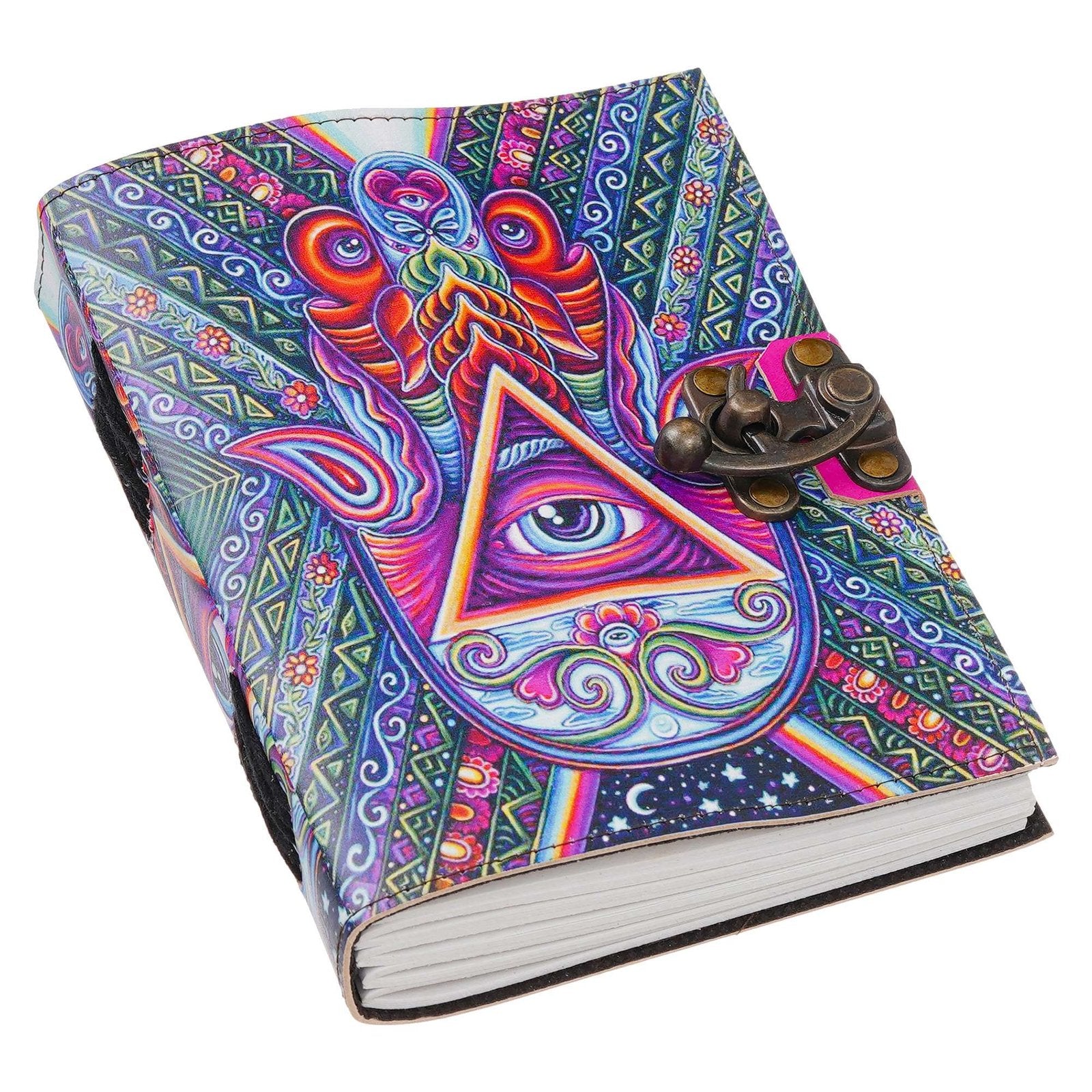 Vintage Handmade Genuine Leather Journal-Premium Antique Lock Closure-200 Handmade White Pages -21 - Navkar Handicrafts