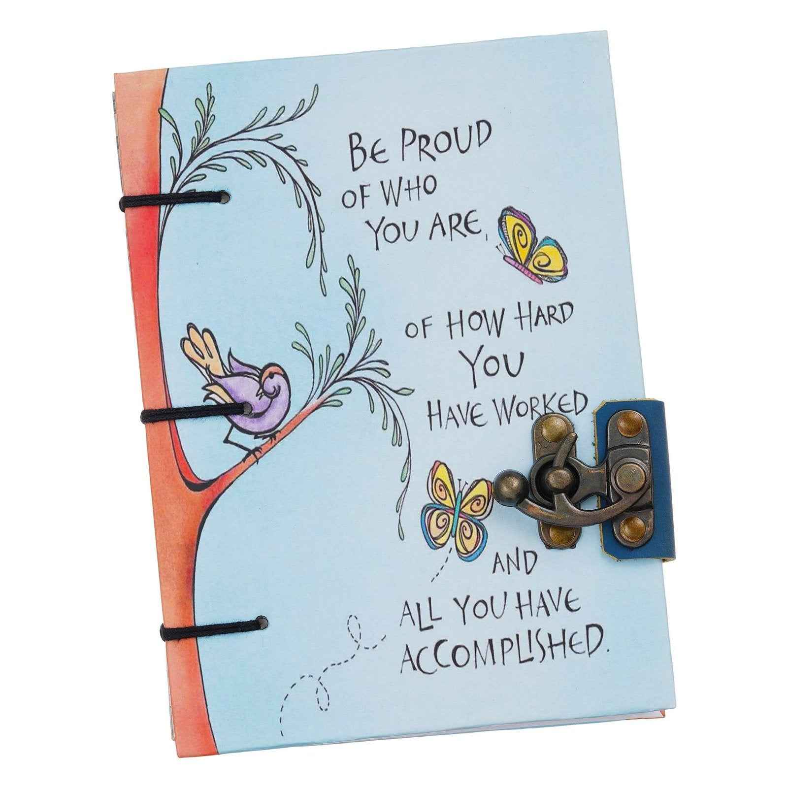 Handmade Printed Cardboard Journal Diary with Buckle Lock-200 Pages Notepad For Men and Women -11