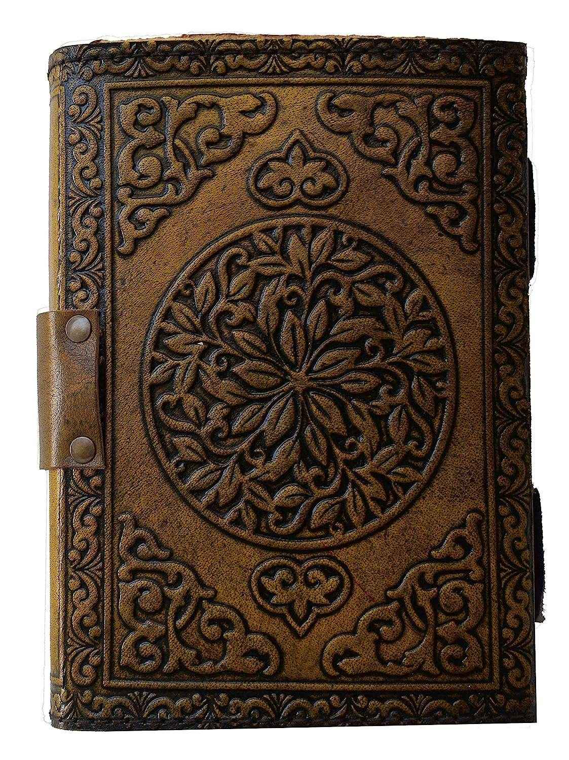 Genuine Leather Diary-Vintage Handmade Leather Journal-Premium Antique LOCK Closure-200 Handmade Deckle Edge Antique Pages -10