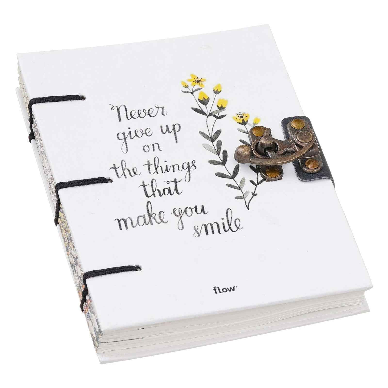 Handmade Printed Cardboard Journal Diary with Buckle Lock-200 Pages Notepad For Men and Women -9