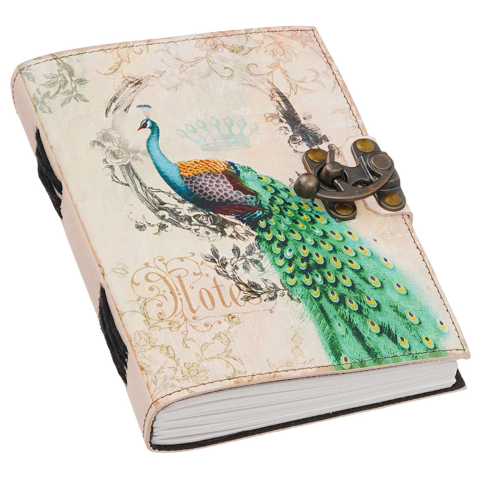 Vintage Handmade Genuine Leather Journal-Premium Antique Lock Closure-200 Handmade White Pages -25 - Navkar Handicrafts