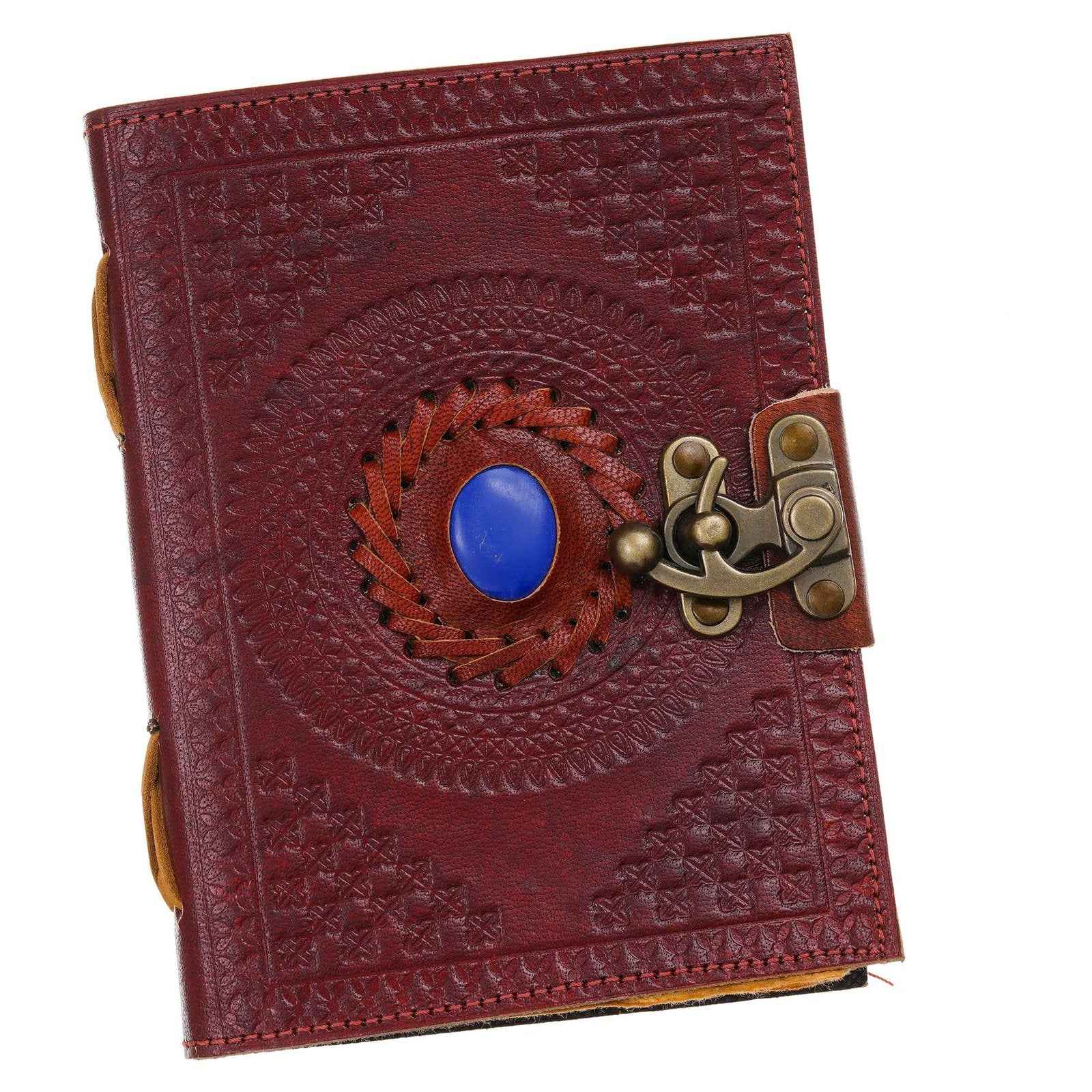 Vintage Handmade Genuine Leather Journal-Premium Antique Lock Closure-200 Handmade Brown Pages -3