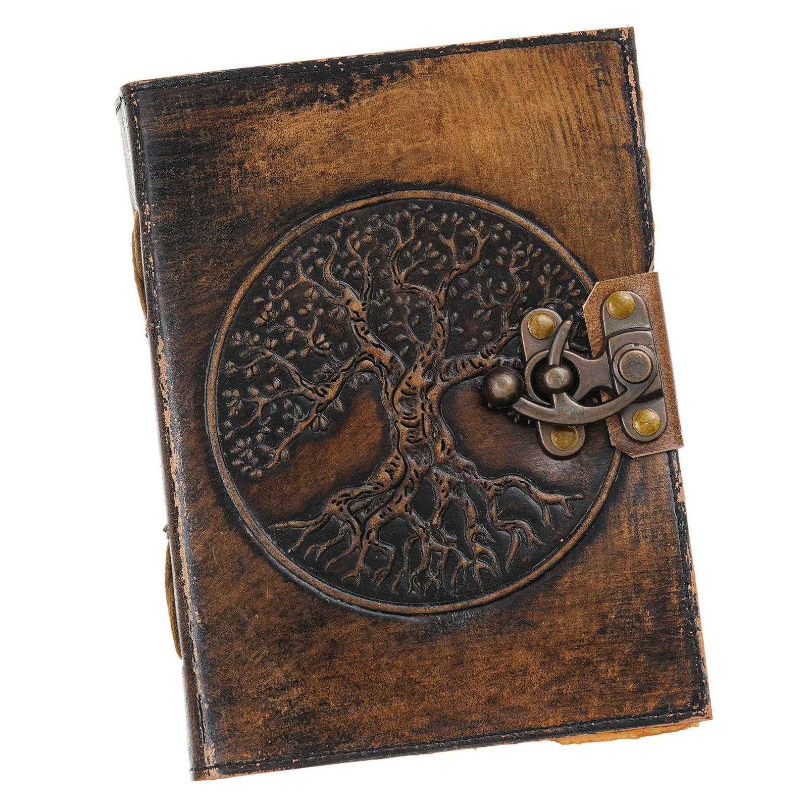 Vintage Handmade Genuine Leather Journal-Premium Antique Lock Closure-200 Handmade Brown Pages -2
