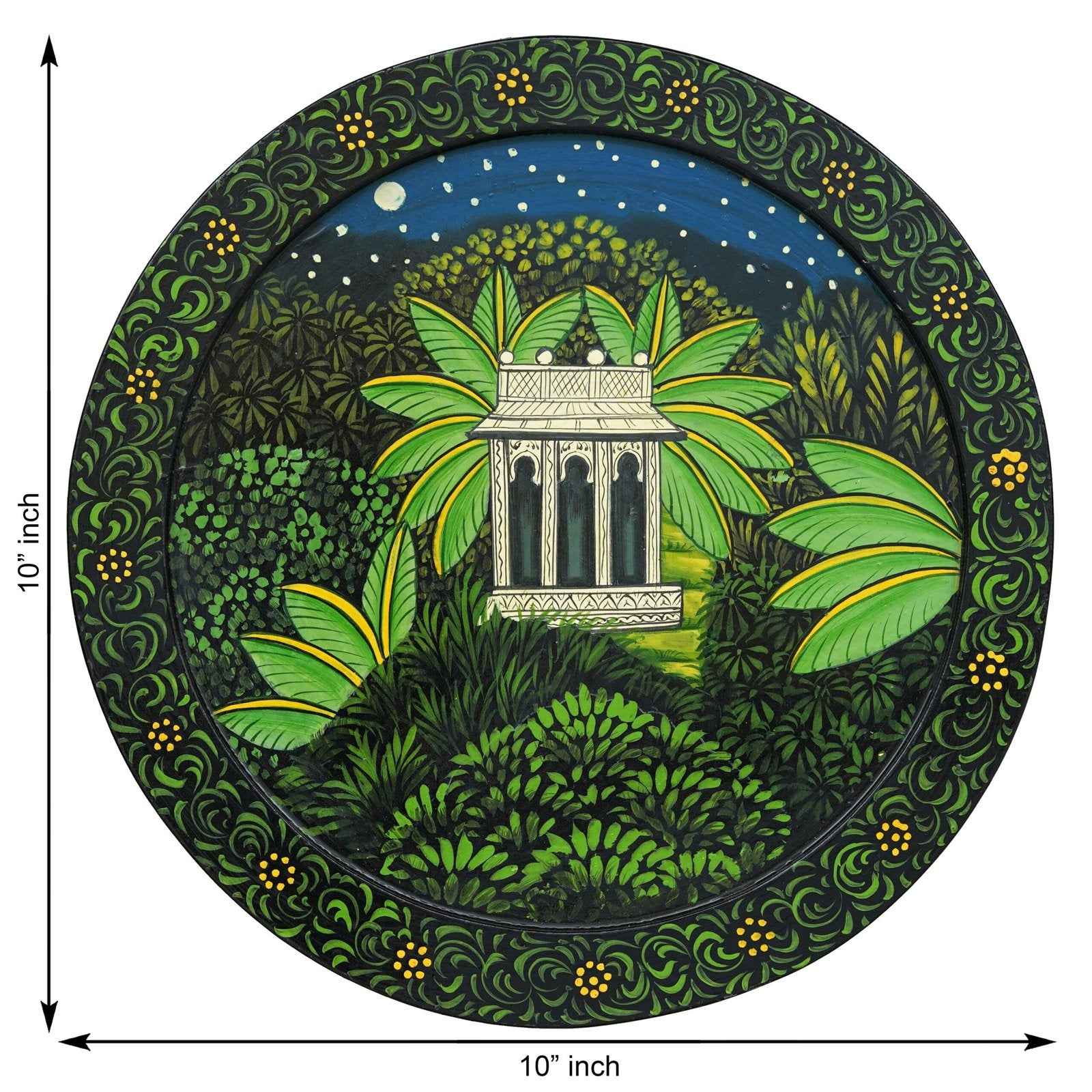 Handcrafted Wooden Wall Plate-Rajasthani Cow-Kalash Artwork (12x12 Inches)