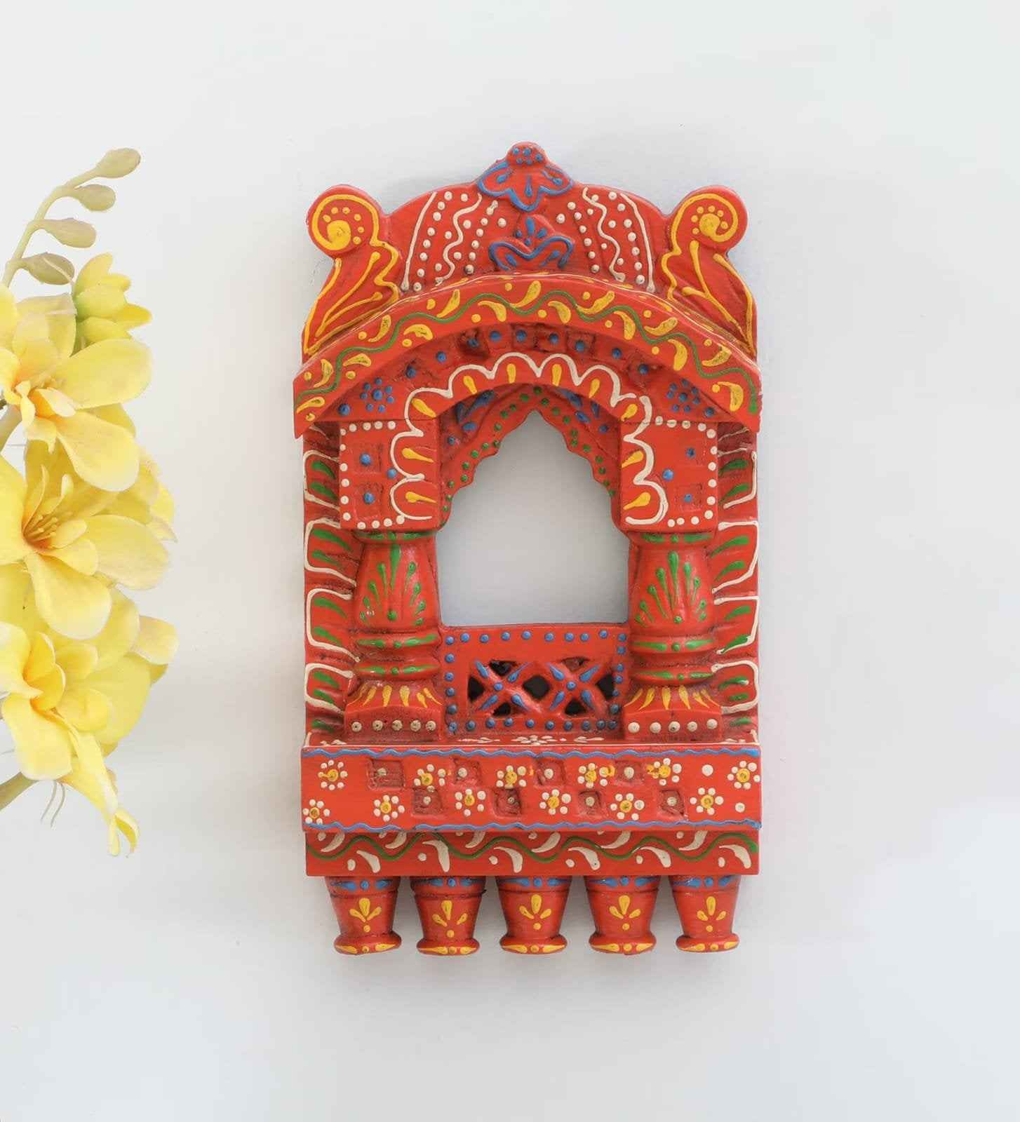 Wooden Jharokha 10*6 inch (Orange)