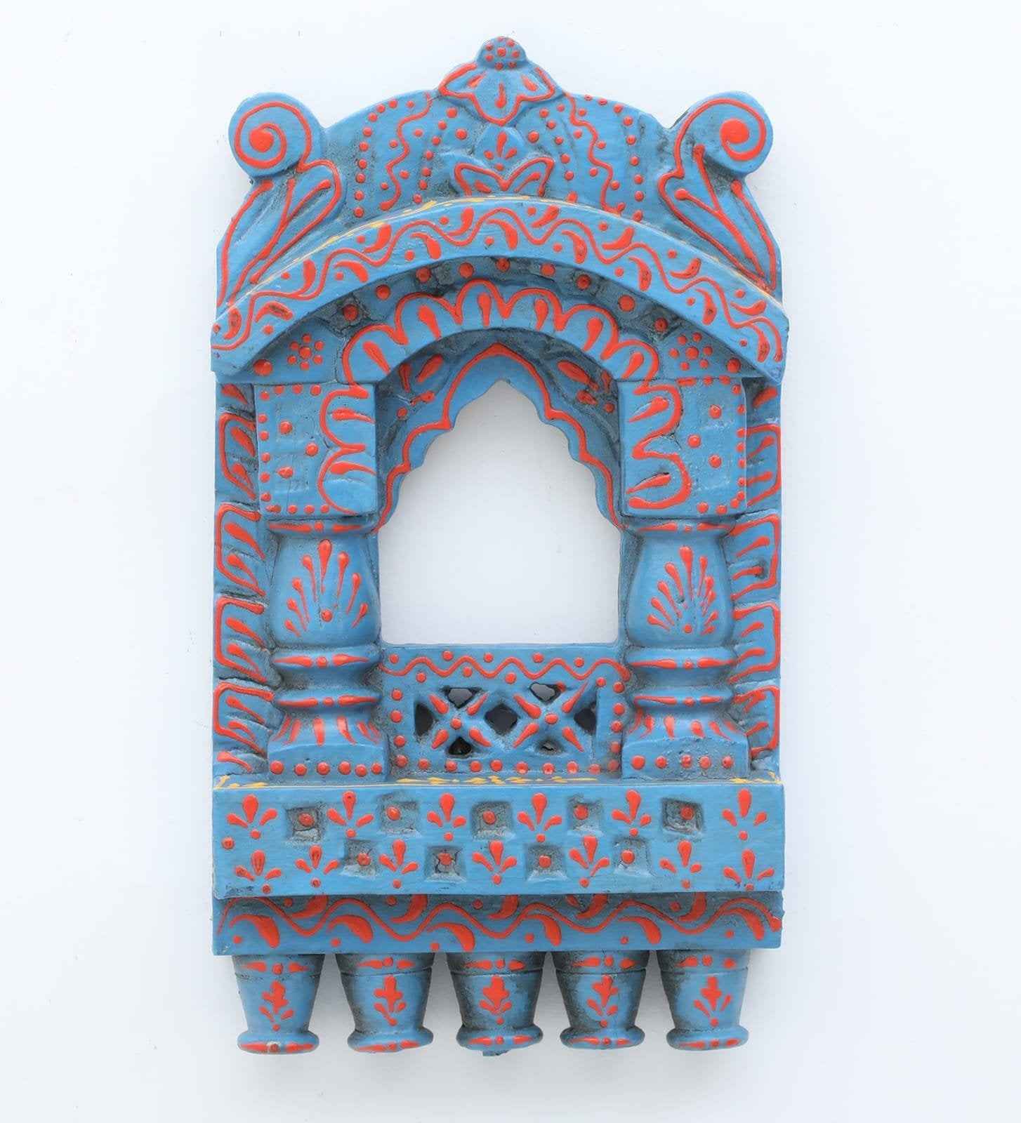 Wooden Jharokha 10*6 inch (Light Blue)