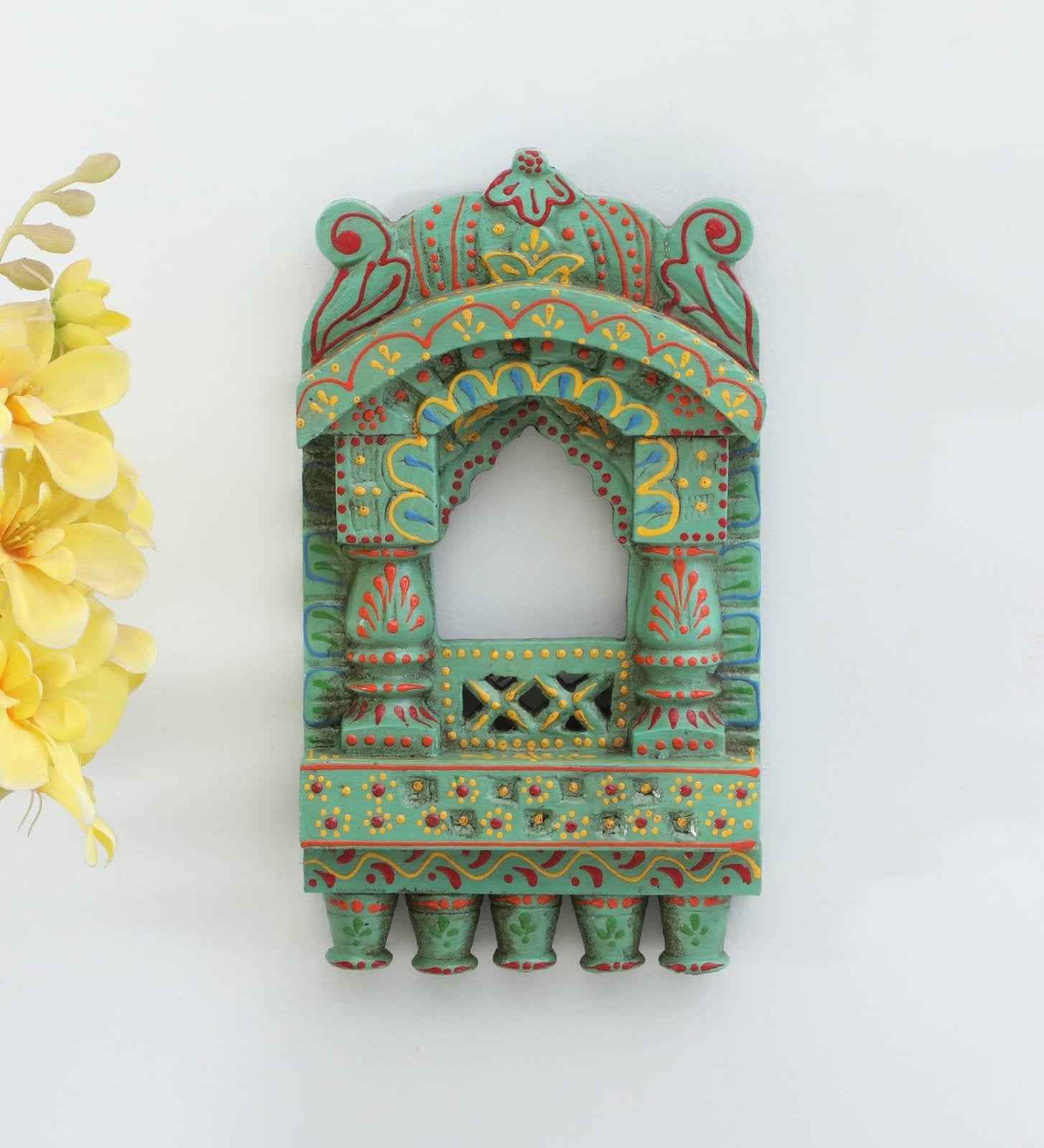 Wooden Jharokha 10*6 inch (Turqouise)