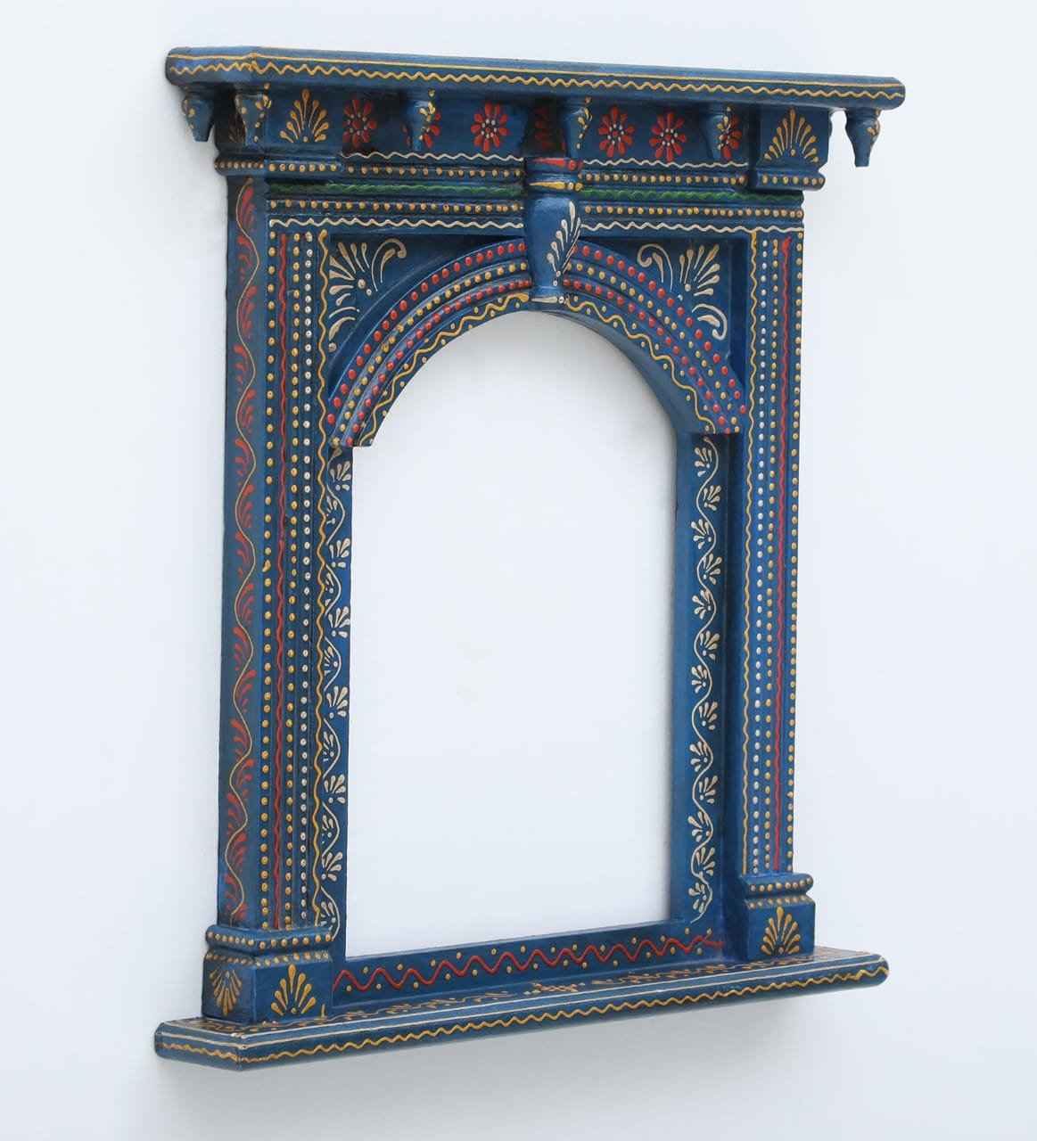 Hand-Painted Wooden Jharokha Frame – Traditional Rajasthani Wall Art | Usable as Mirror or Photo Frame | Navkar Handicraft