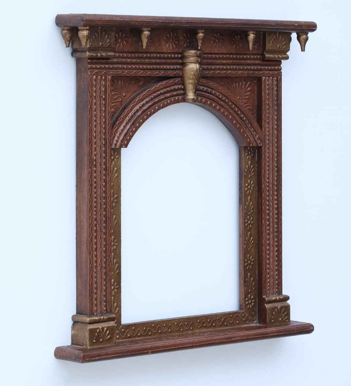 Rajasthani Wooden Jharokha –Copper Mirror & Photo Frame (14 inch)