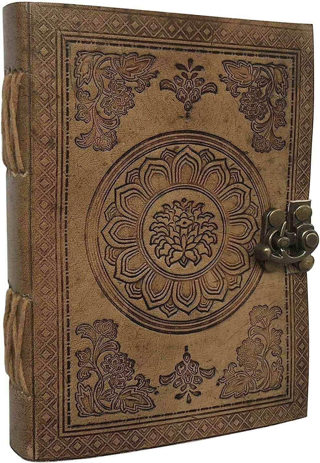 Leather Journal Diary with metal lock vintage Journal handmade 200 pages white unruled|travel Diary|personal journal -20