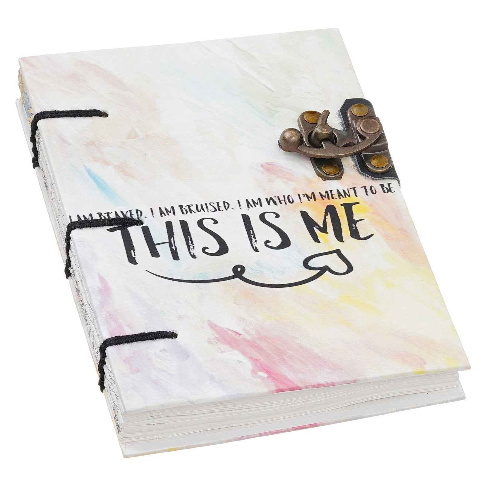 Handmade Printed Cardboard Journal Diary with Buckle Lock-200 Pages Notepad For Men and Women -3