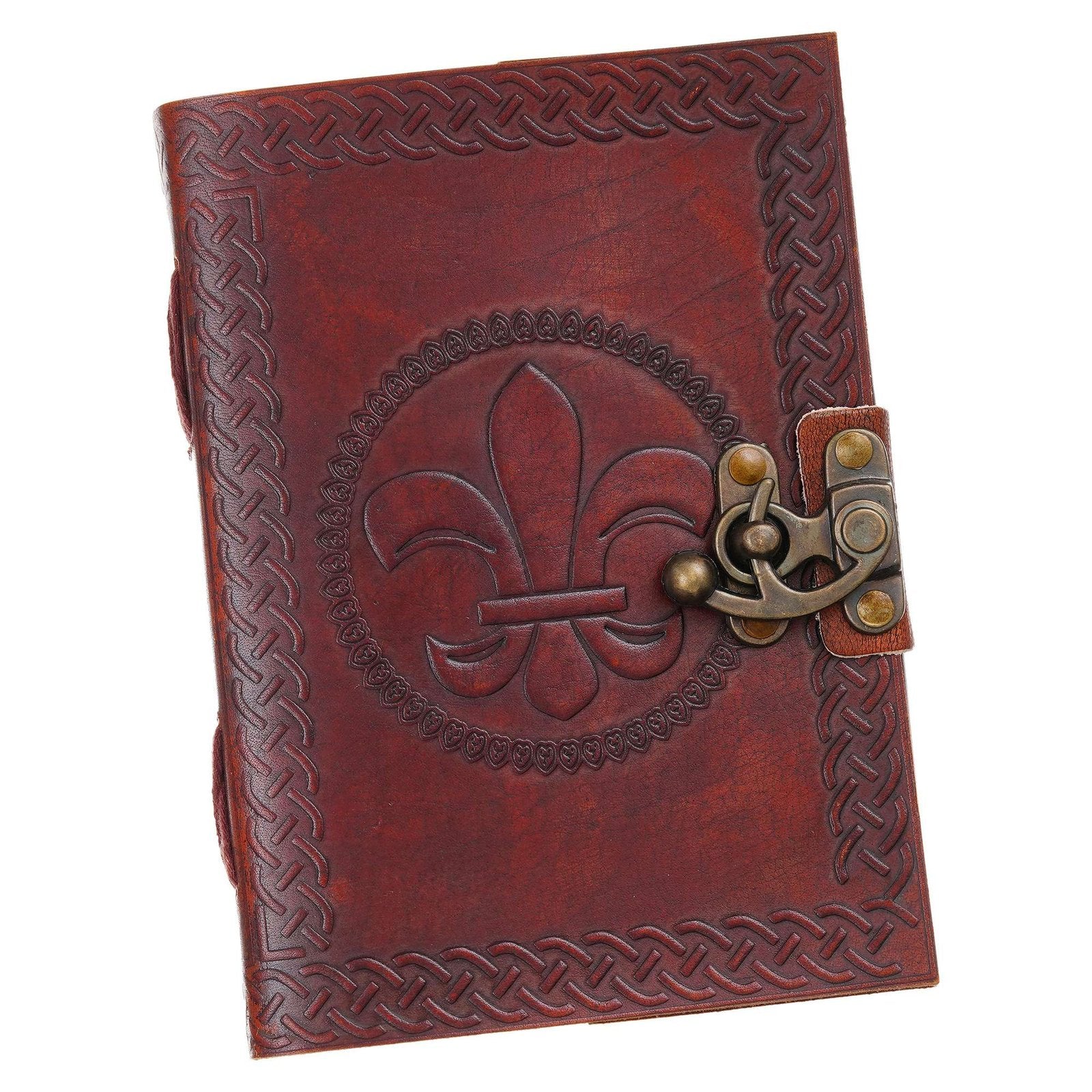 Vintage Handmade Genuine Leather Journal-Premium Antique Lock Closure-200 Handmade White Pages -5 - Navkar Handicrafts