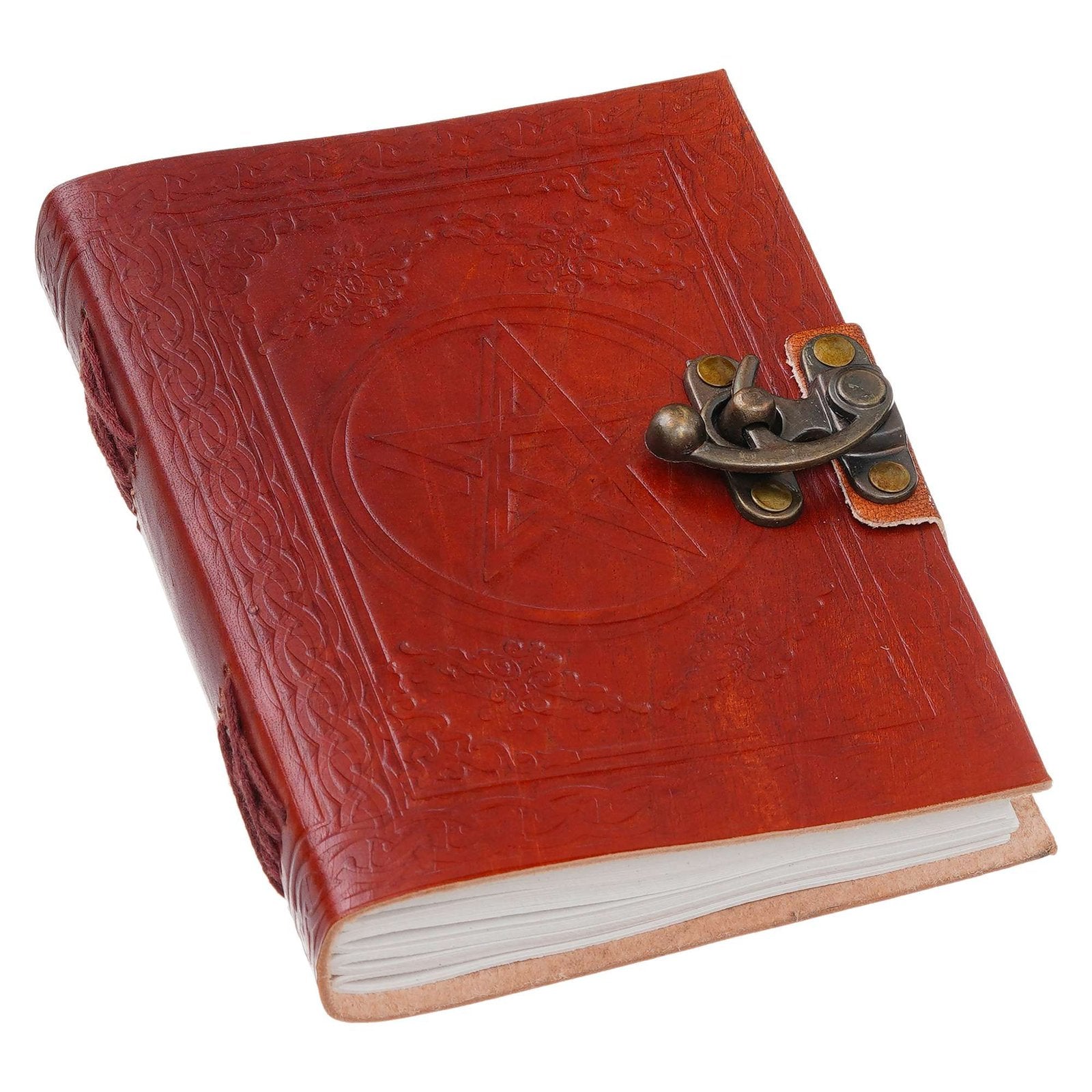 Vintage Handmade Genuine Leather Journal-Premium Antique Lock Closure-200 Handmade White Pages -18 - Navkar Handicrafts