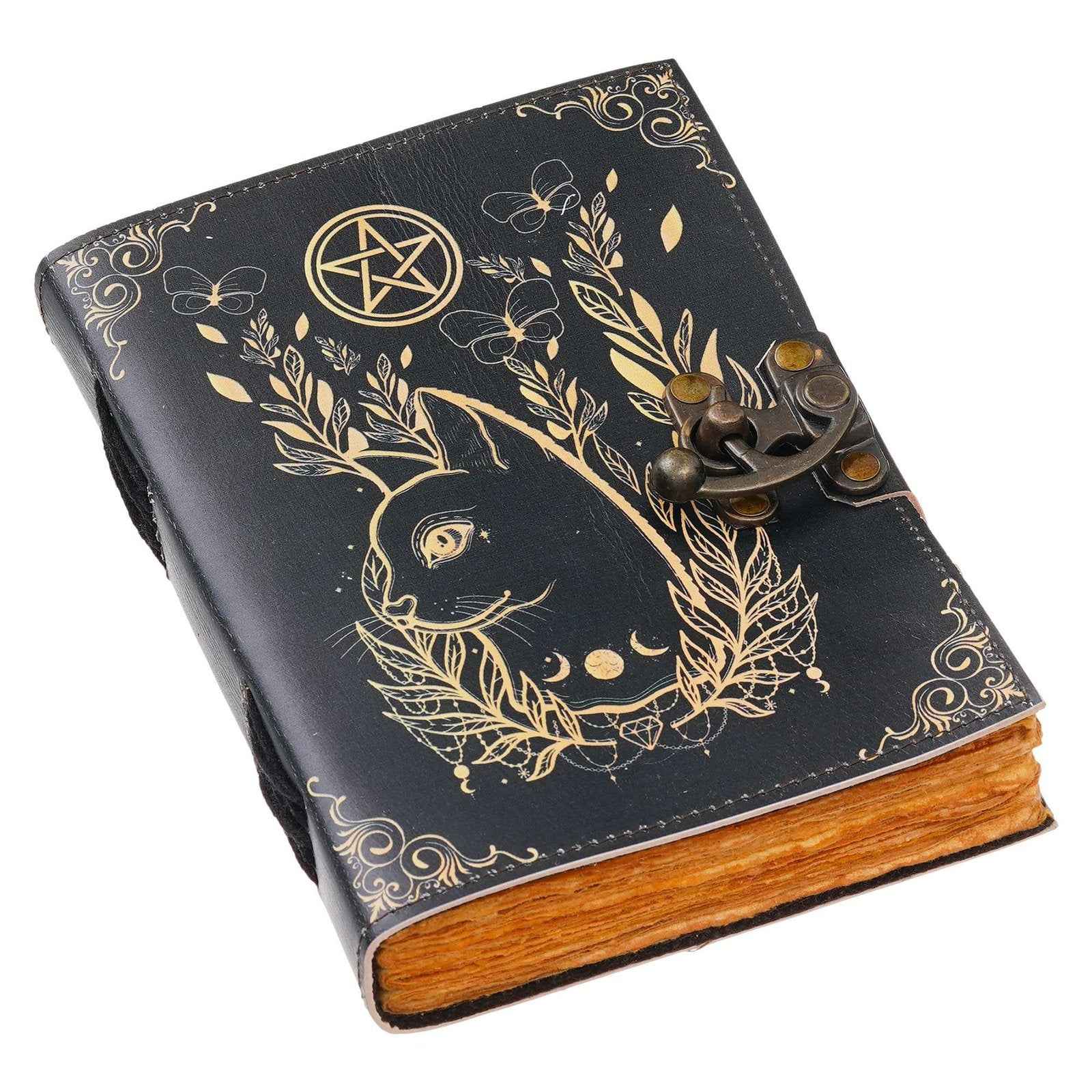 Vintage Handmade Genuine Leather Journal-Premium Antique Lock Closure-200 Handmade Brown Pages -1