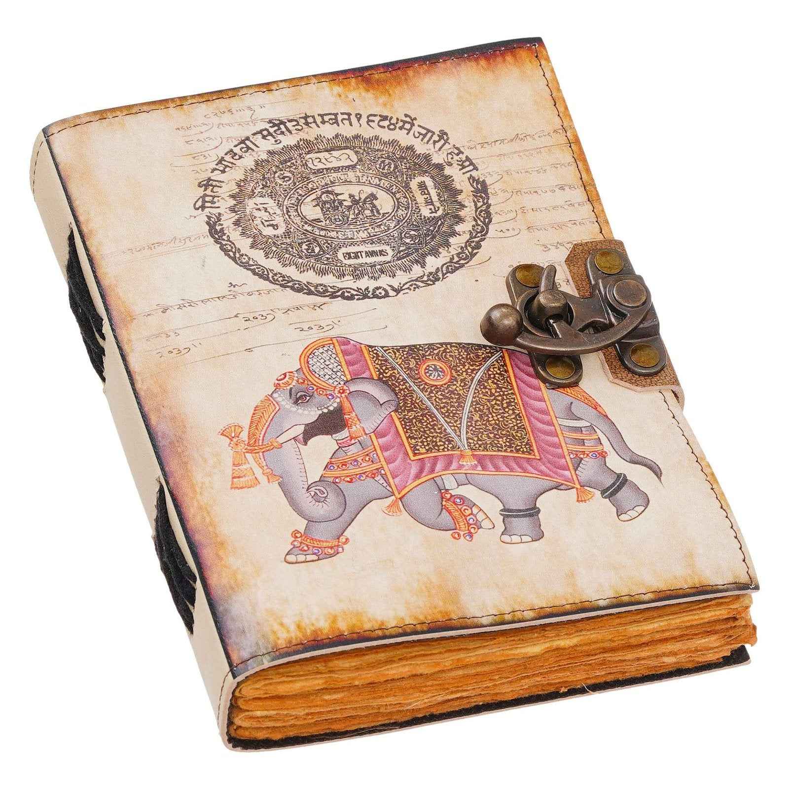 Vintage Handmade Genuine Leather Journal-Premium Antique Lock Closure-200 Handmade Brown Pages -11