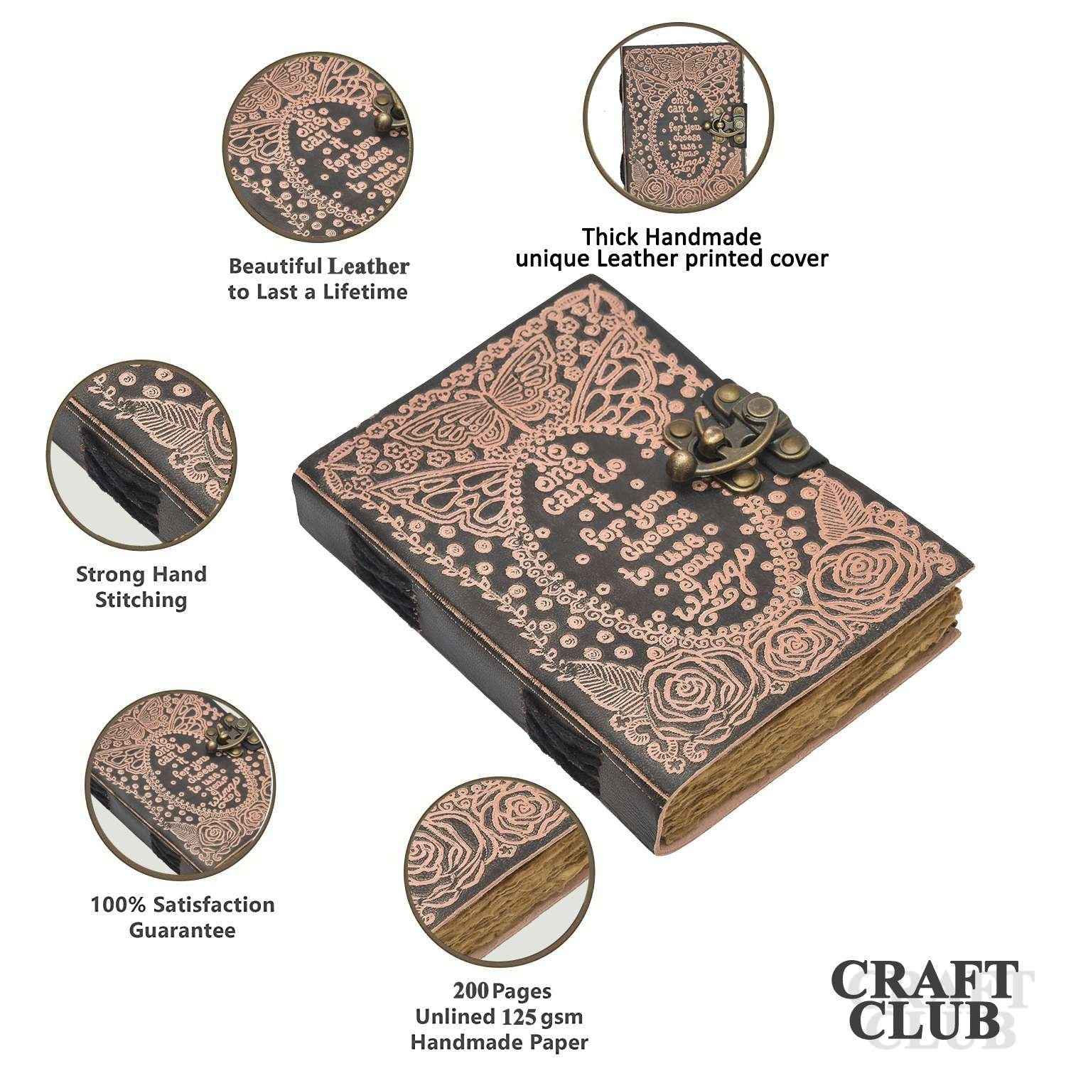 Genuine Leather Diary-Vintage Handmade Leather Journal-Premium Antique LOCK Closure-200 Handmade Deckle Edge Antique Pages -25