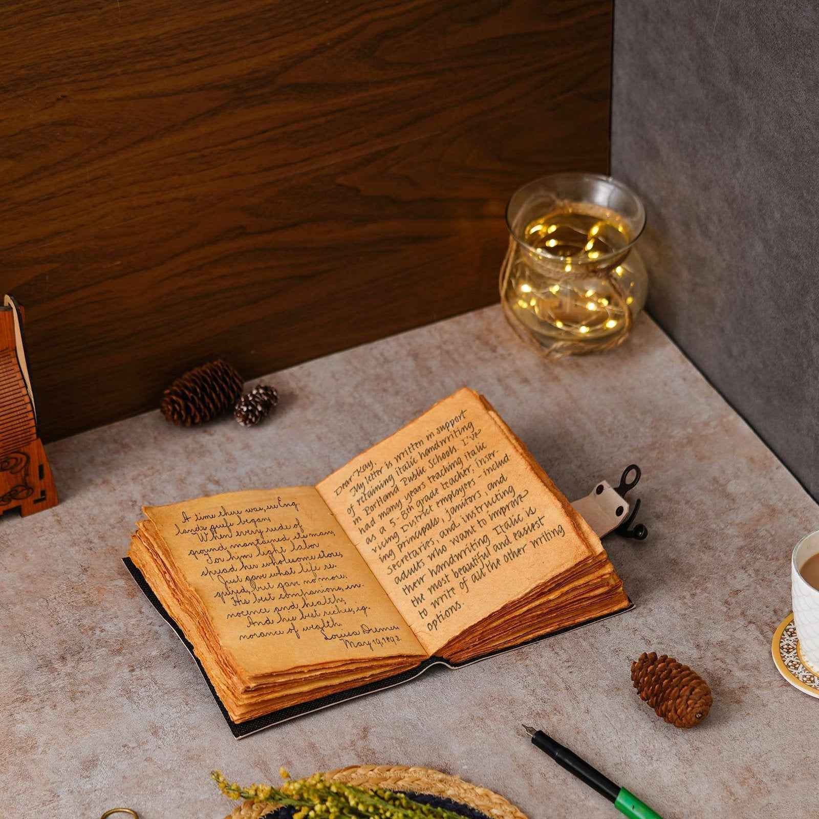 Vintage Handmade Genuine Leather Journal-Premium Antique Lock Closure-200 Handmade Brown Pages -1