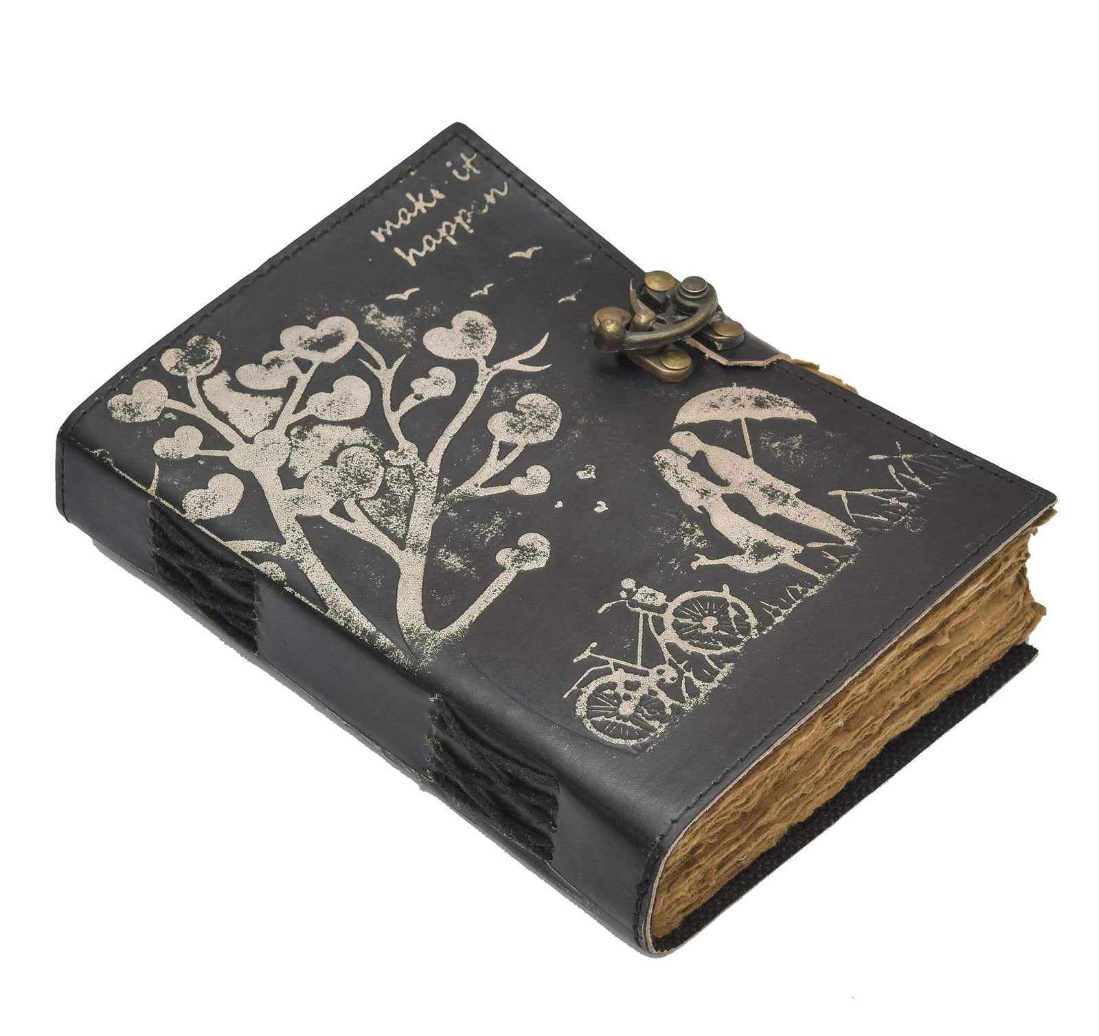 Genuine Leather Diary-Vintage Handmade Leather Journal-Premium Antique LOCK Closure-200 Handmade Deckle Edge Antique Pages -21