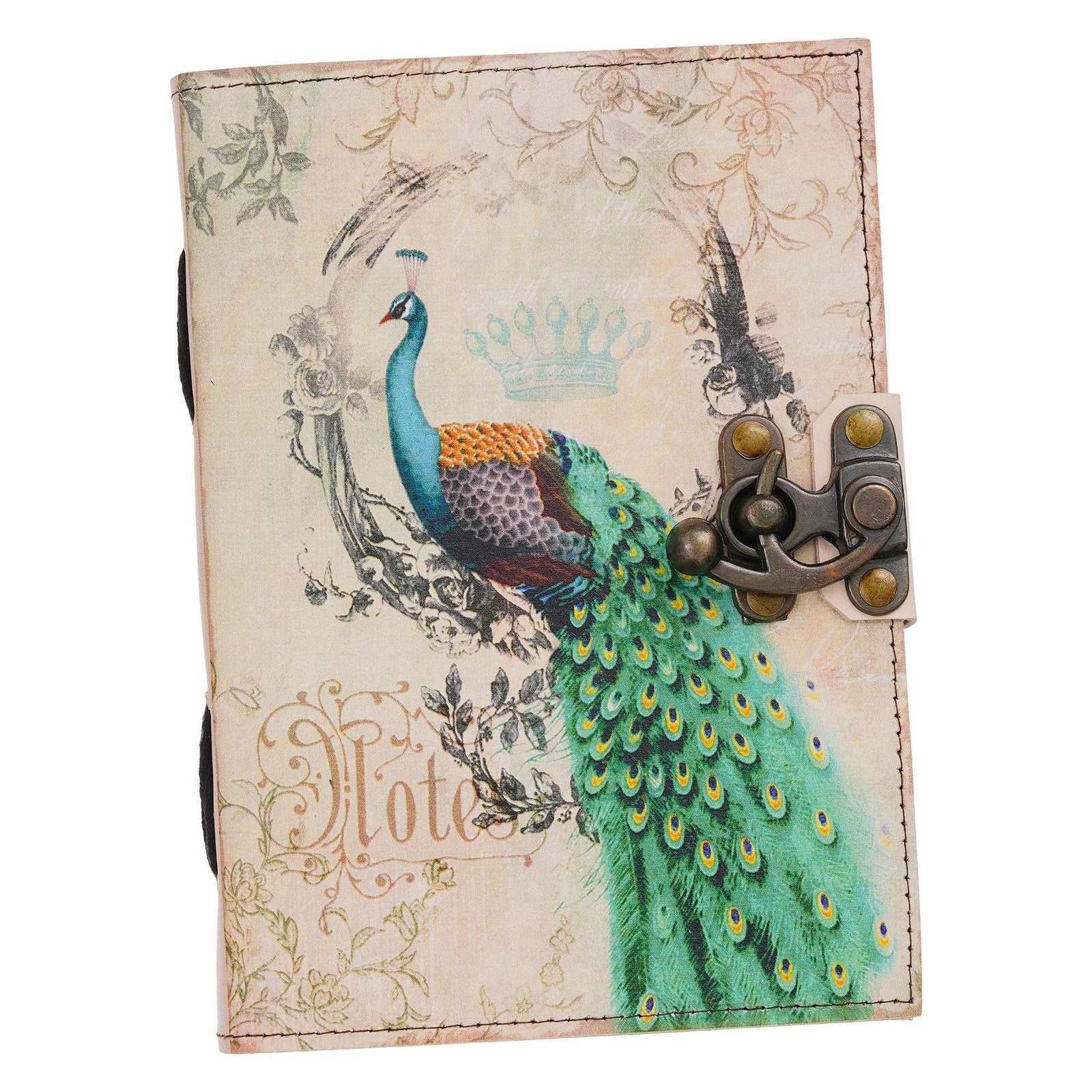 Vintage Handmade Genuine Leather Journal-Premium Antique Lock Closure-200 Handmade White Pages -25 - Navkar Handicrafts