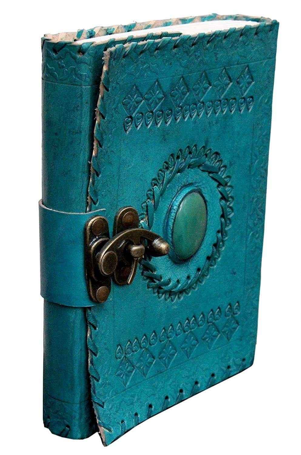 Leather Journal Diary with metal lock vintage Journal handmade 200 pages white unruled|travel Diary|personal journal -23