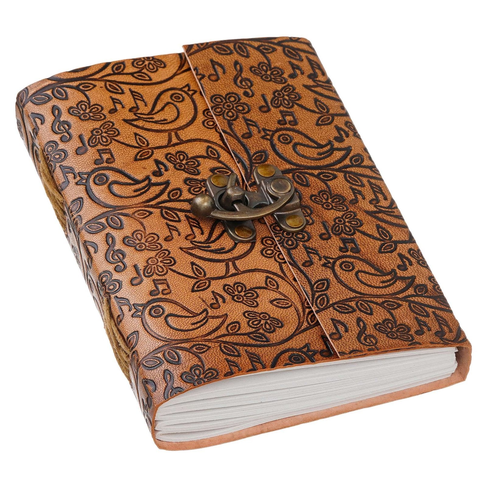 Vintage Handmade Genuine Leather Journal-Premium Antique Lock Closure-200 Handmade White Pages -23 - Navkar Handicrafts