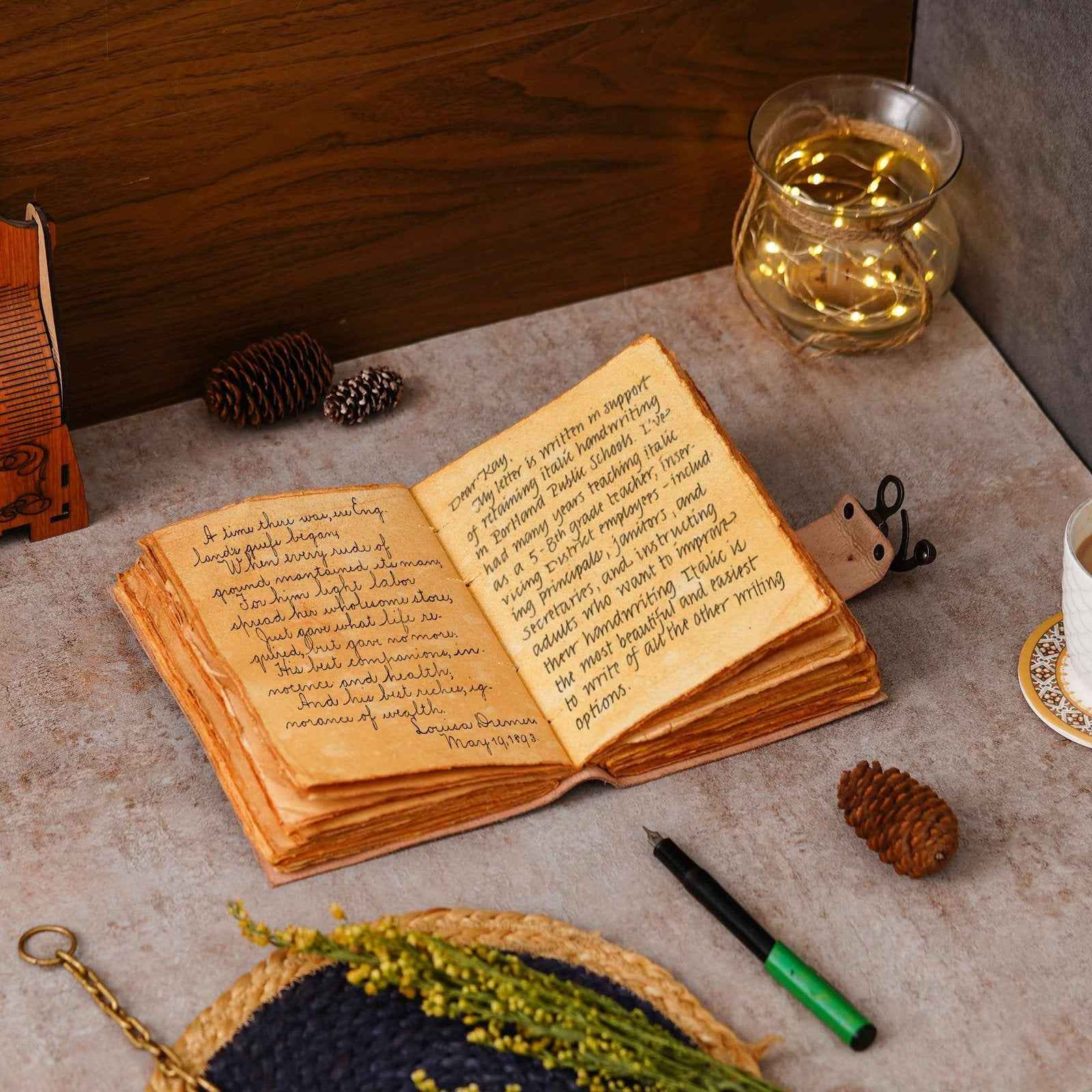 Vintage Handmade Genuine Leather Journal-Premium Antique Lock Closure-200 Handmade Brown Pages -6