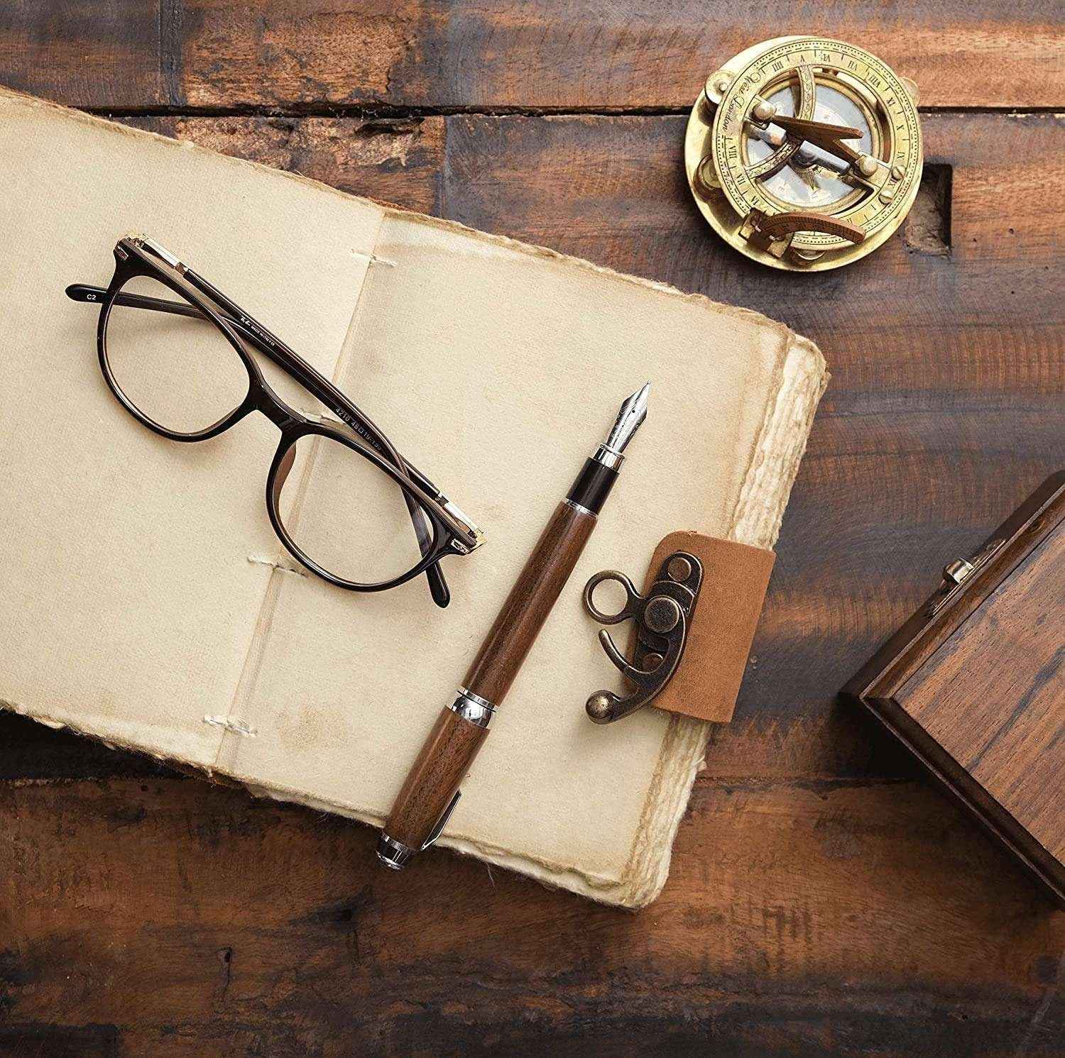 Genuine Leather Diary-Vintage Handmade Leather Journal-Premium Antique LOCK Closure-200 Handmade Deckle Edge Antique Pages -3