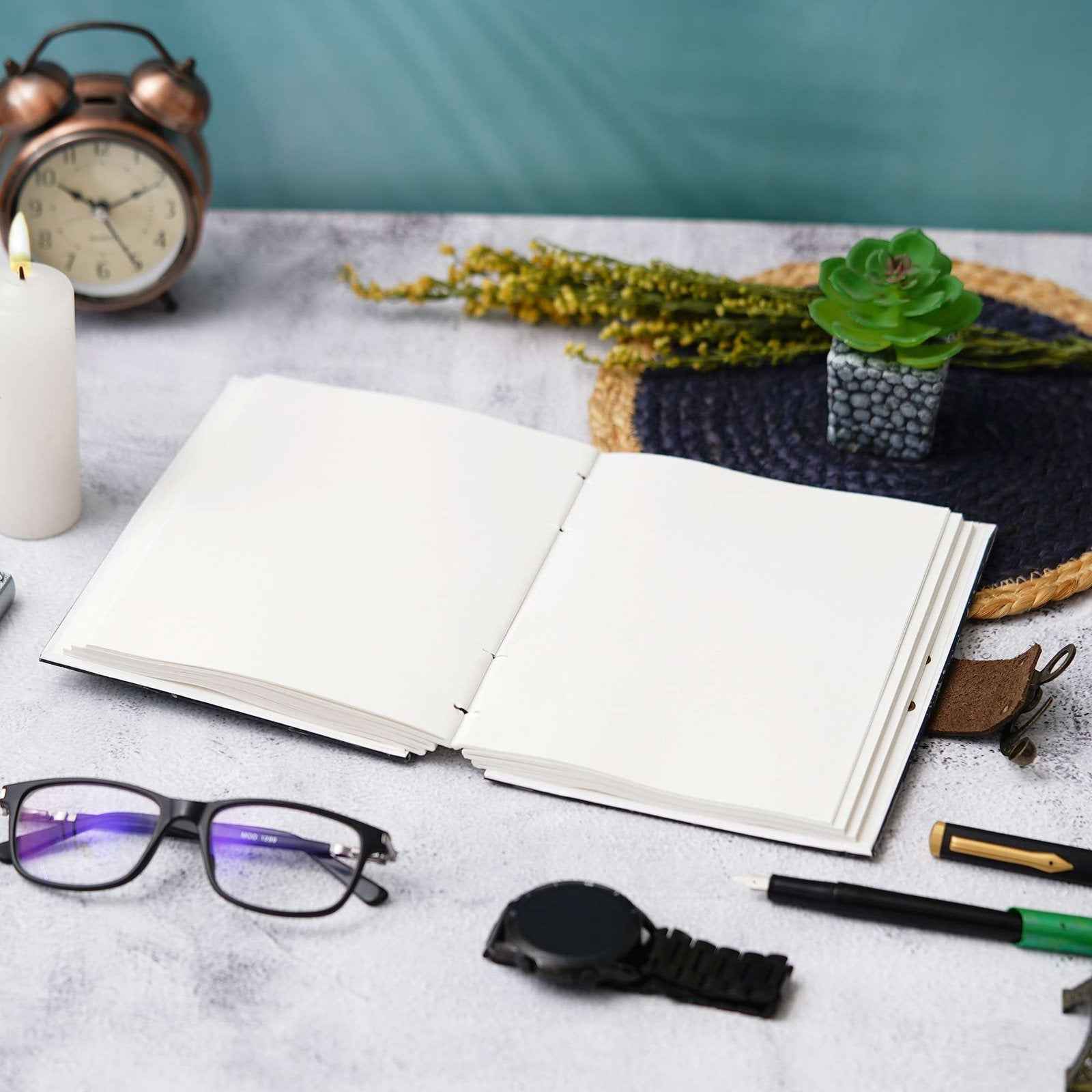 Handmade Printed Cardboard Journal Diary with Buckle Lock-200 Pages Notepad For Men and Women -14