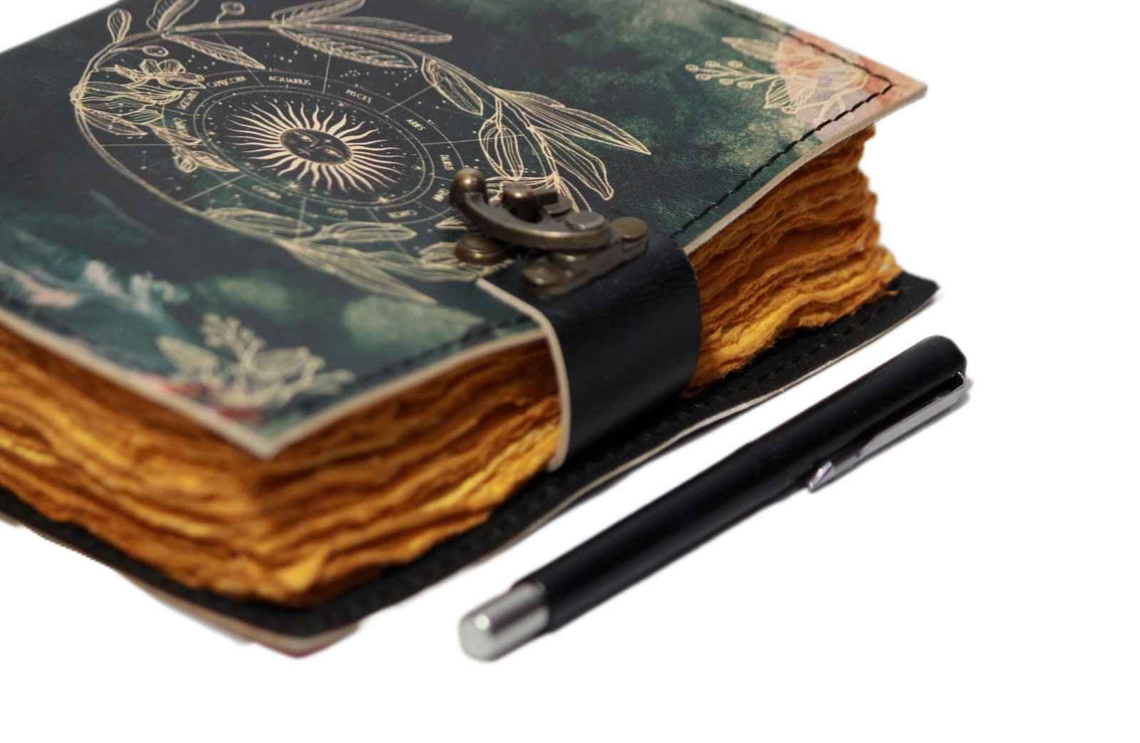 Genuine Leather Diary-Vintage Handmade Leather Journal-Premium Antique LOCK Closure-200 Handmade Deckle Edge Antique Pages -7