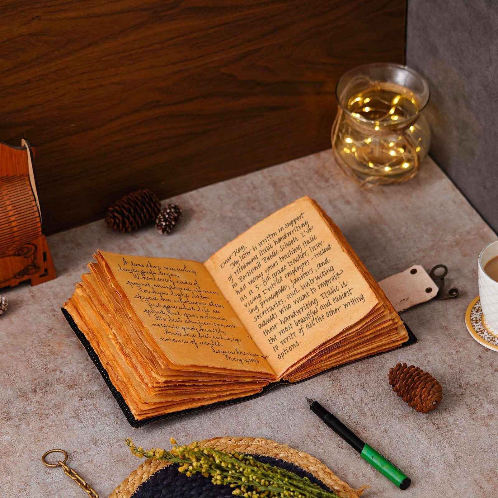 Vintage Handmade Genuine Leather Journal-Premium Antique Lock Closure-200 Handmade Brown Pages -4