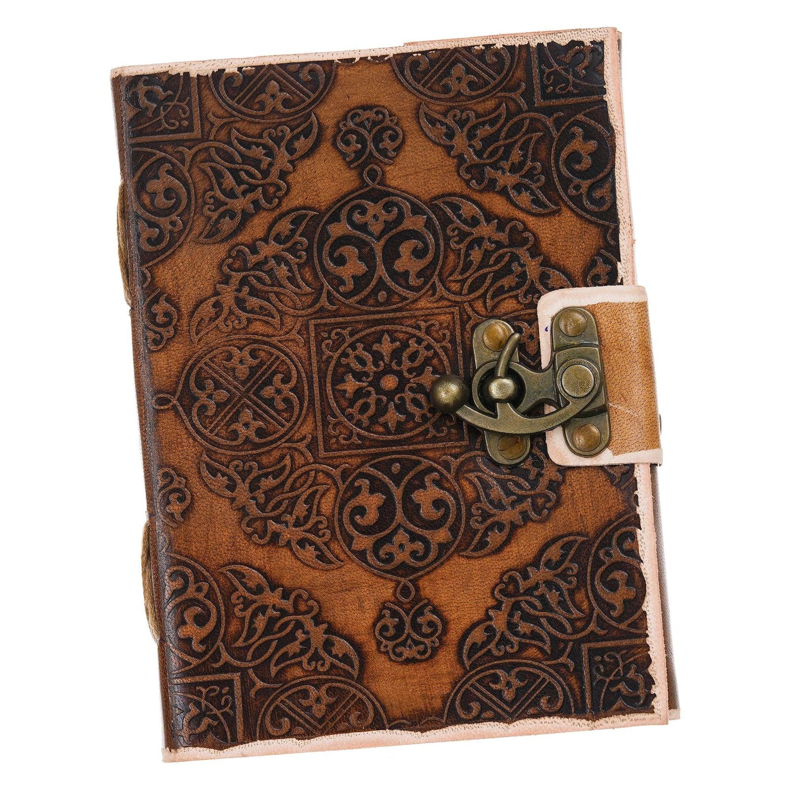 Vintage Handmade Genuine Leather Journal-Premium Antique Lock Closure-200 Handmade White Pages -20 - Navkar Handicrafts