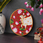 Decorative Pichwai Wall Plate-Floral Cow Theme in Rajasthani Style (12x12 Inches)
