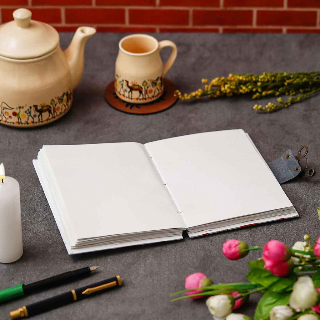 Handmade Printed Cardboard Journal Diary with Buckle Lock-200 Pages Notepad For Men and Women -12
