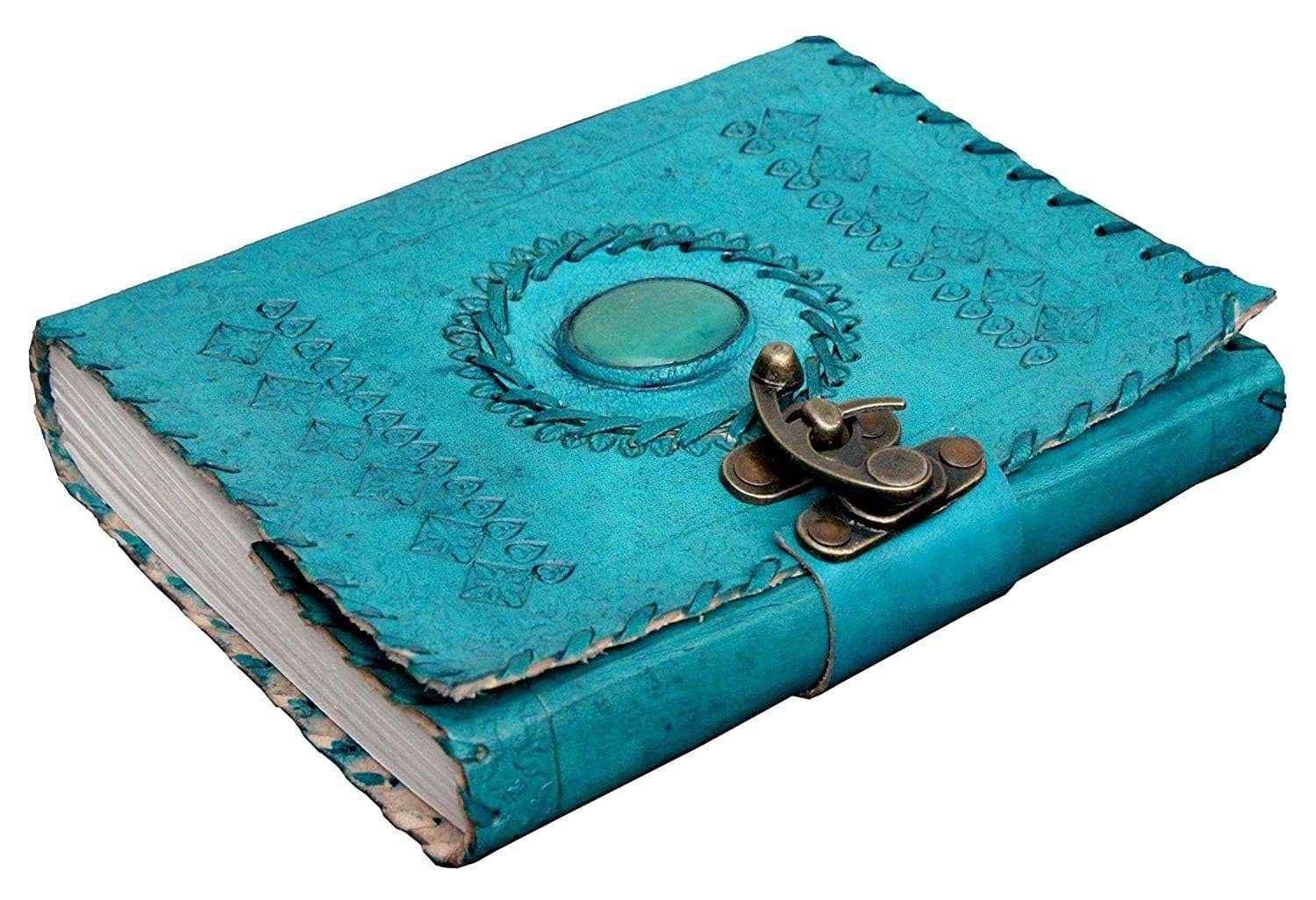 Leather Journal Diary with metal lock vintage Journal handmade 200 pages white unruled|travel Diary|personal journal -23