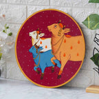 Hand-Painted Pichwai Plate-Lotus Garland Cow Design (12x12 Inches)