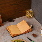 Vintage Handmade Genuine Leather Journal-Premium Antique Lock Closure-200 Handmade Brown Pages -1